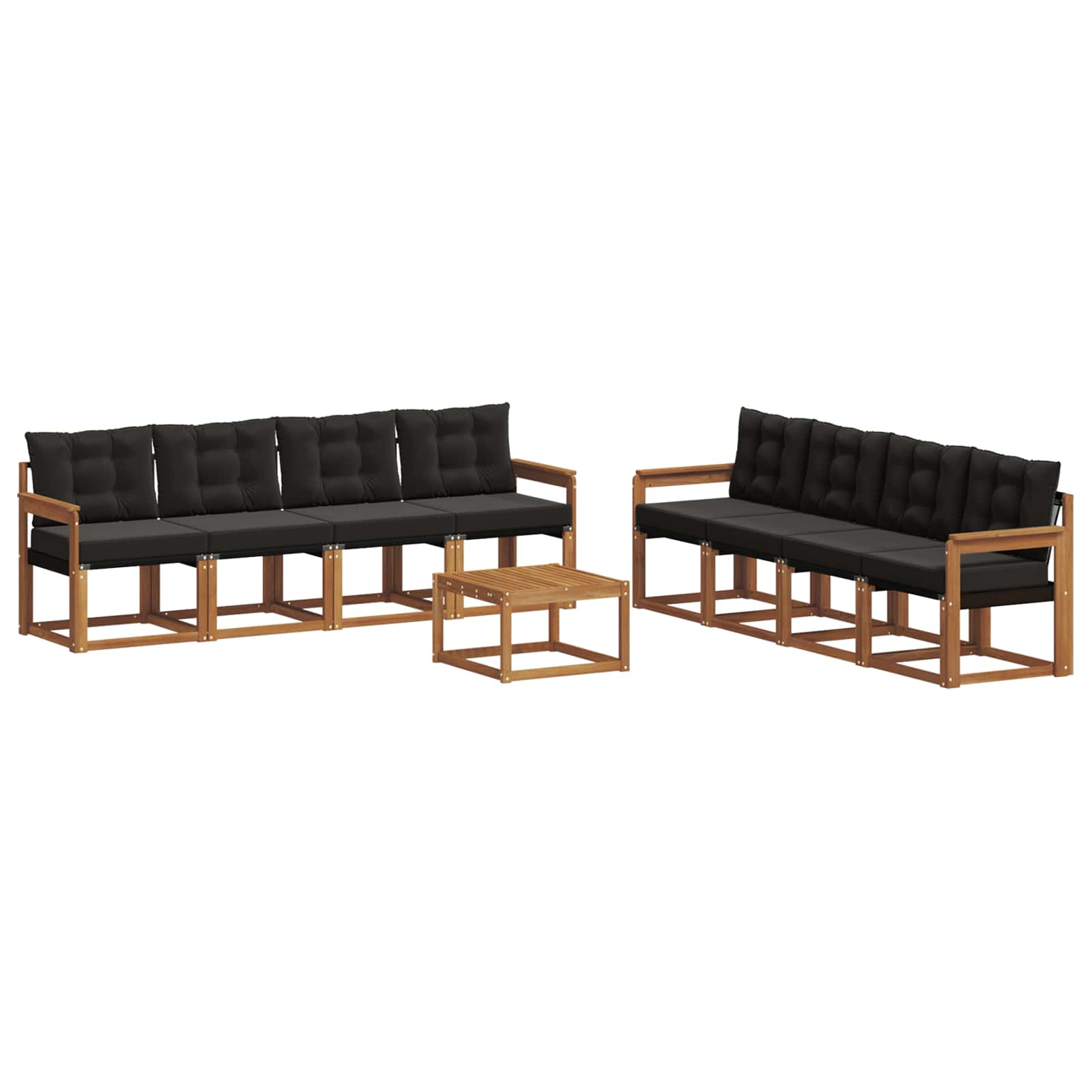 Set vanjskih sofa s jastukom 9 pcs Prirodna i crna