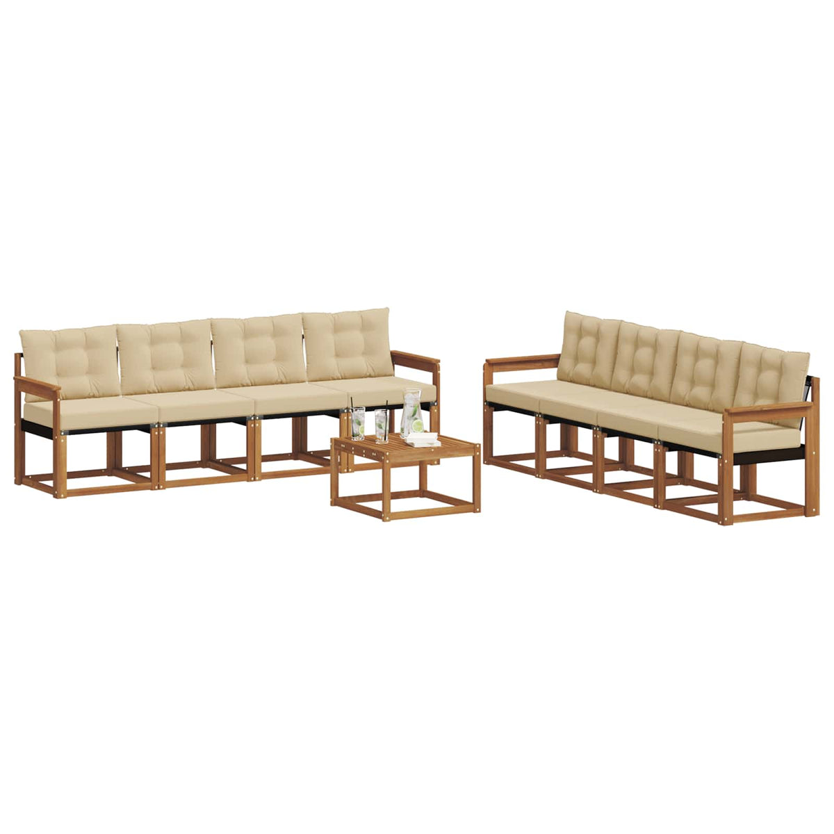 Set vanjskih sofa 9 kom. Prirodna i bež