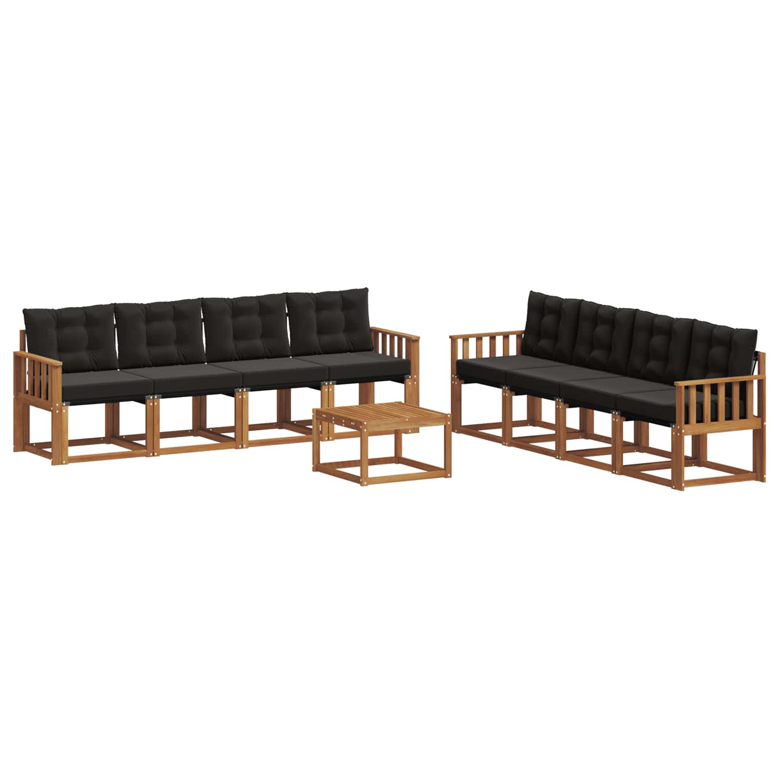 Set vanjskih sofa s jastukom 9 pcs Prirodna i crna