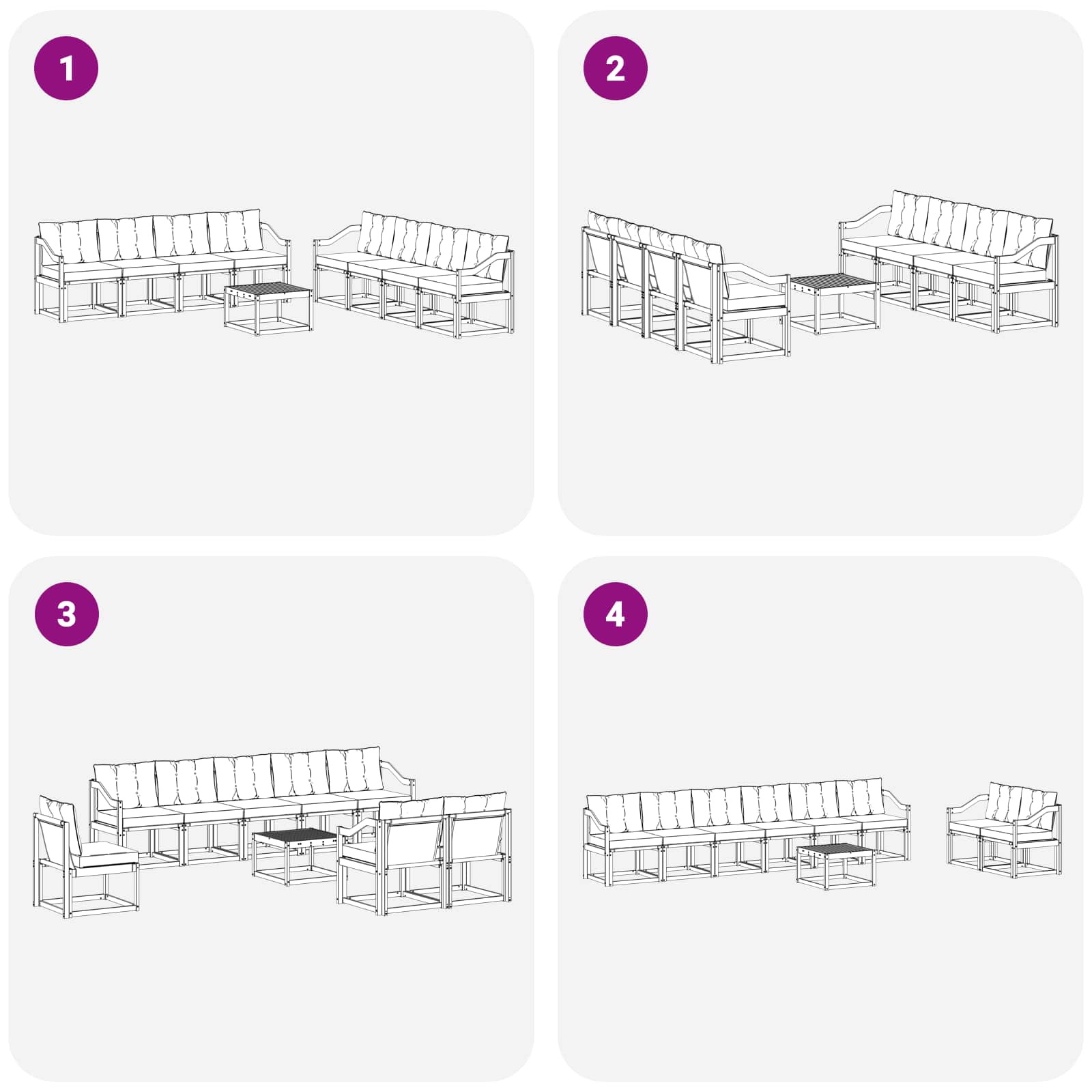 Set vanjskih sofa s jastukom 9 pcs Prirodna i crna