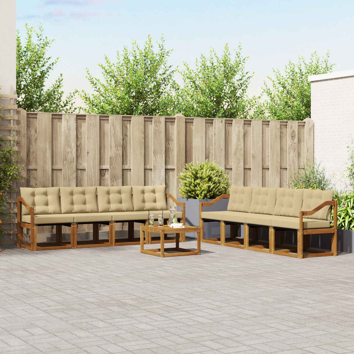 Set vanjskih sofa 9 kom. Prirodna i bež