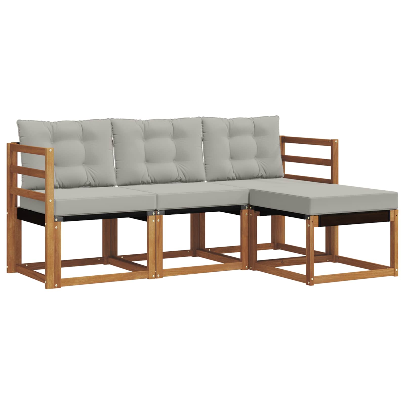 Set vanjskih sofa s jastukom 4 pcs Prirodna i svijetlo siva