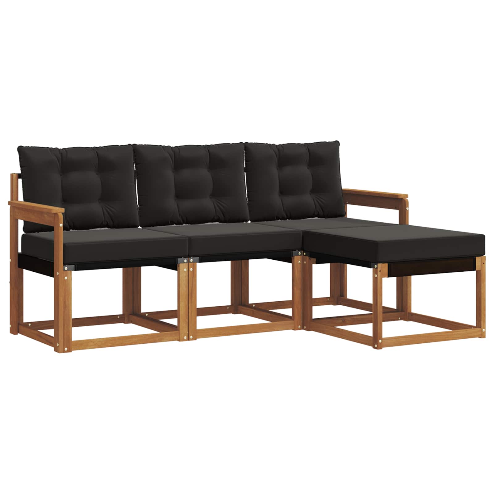 Set vanjskih sofa s jastukom 4 pcs Prirodna i crna