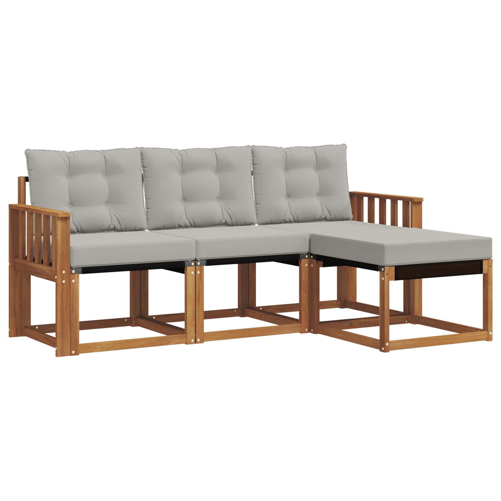 Set vanjskih sofa s jastukom 4 pcs Prirodna i svijetlo siva