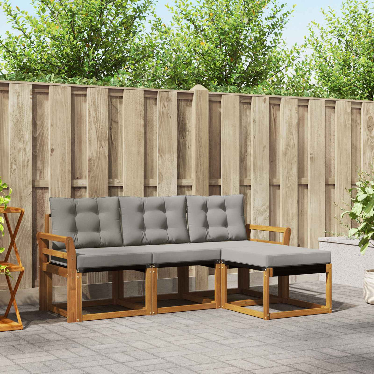 Set vanjskih sofa 4 kom. Prirodna i svijetlo siva Smeđa 194 x 122,5 x 73 cm