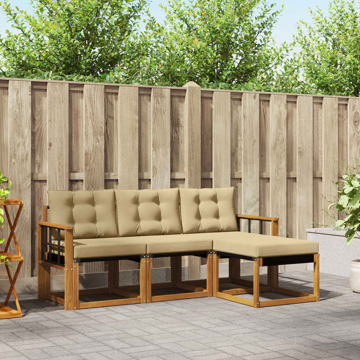 Set vanjskih sofa 4 kom. Prirodna i bež
