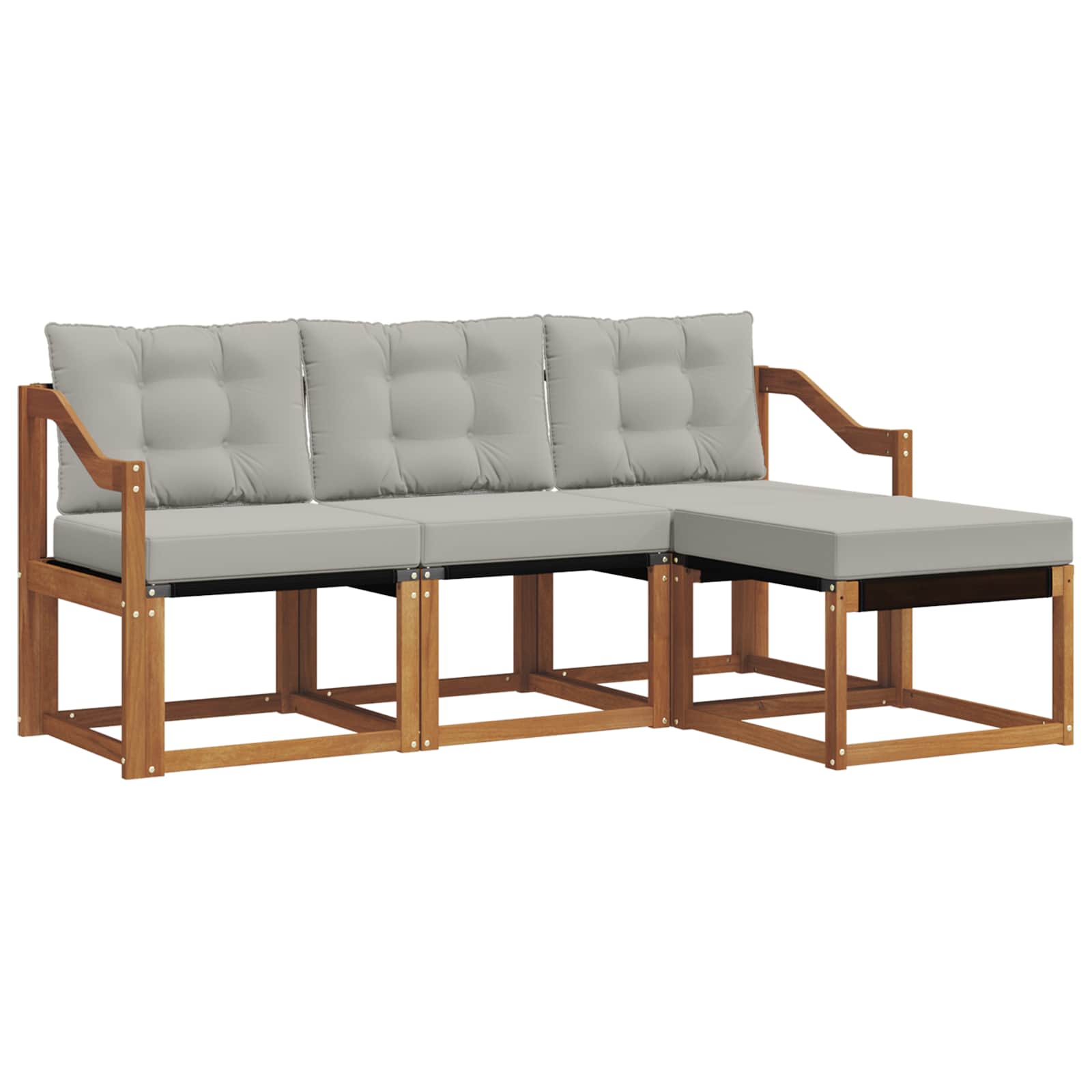 Set vanjskih sofa s jastukom 4 pcs Prirodna i svijetlo siva