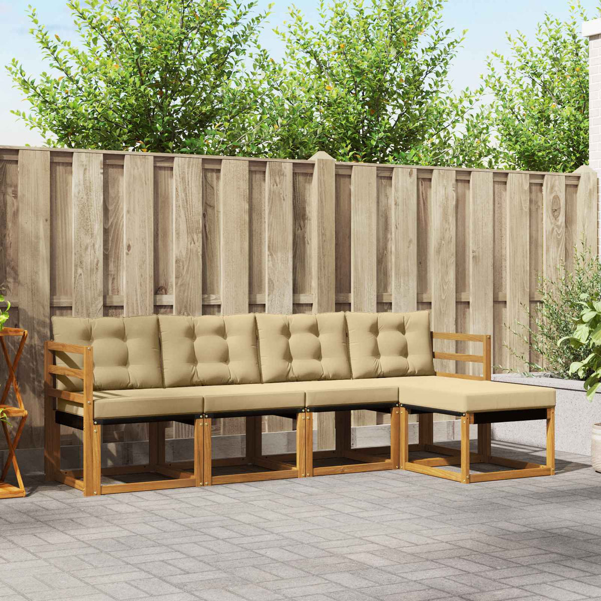 Set vanjskih sofa s jastukom 5 pcs Prirodna i bež