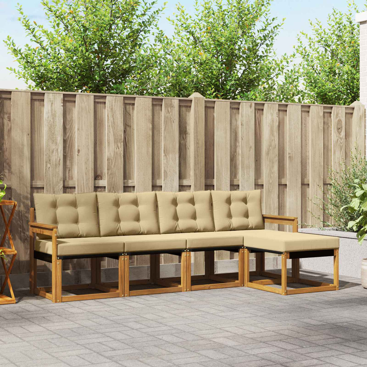 Set vanjskih sofa s jastukom 5 pcs Prirodna i bež