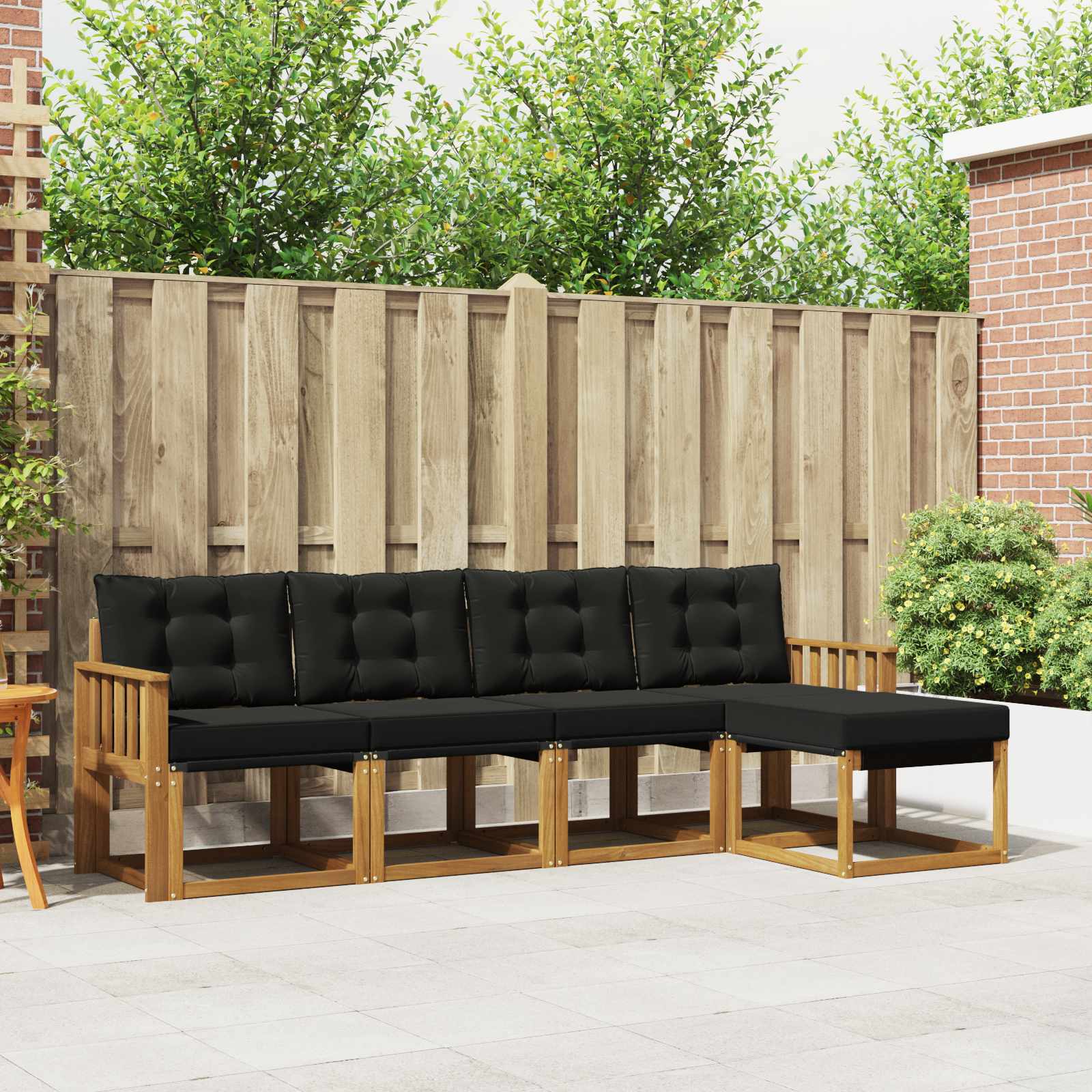 Set vanjskih sofa s jastukom 5 pcs Prirodna i crna