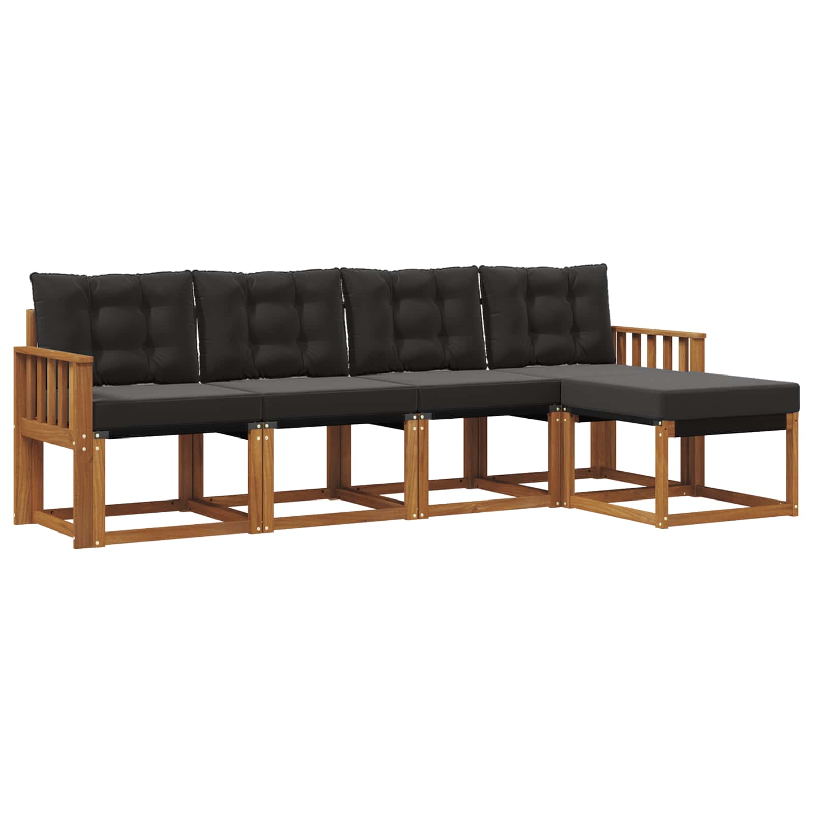 Set vanjskih sofa s jastukom 5 pcs Prirodna i crna