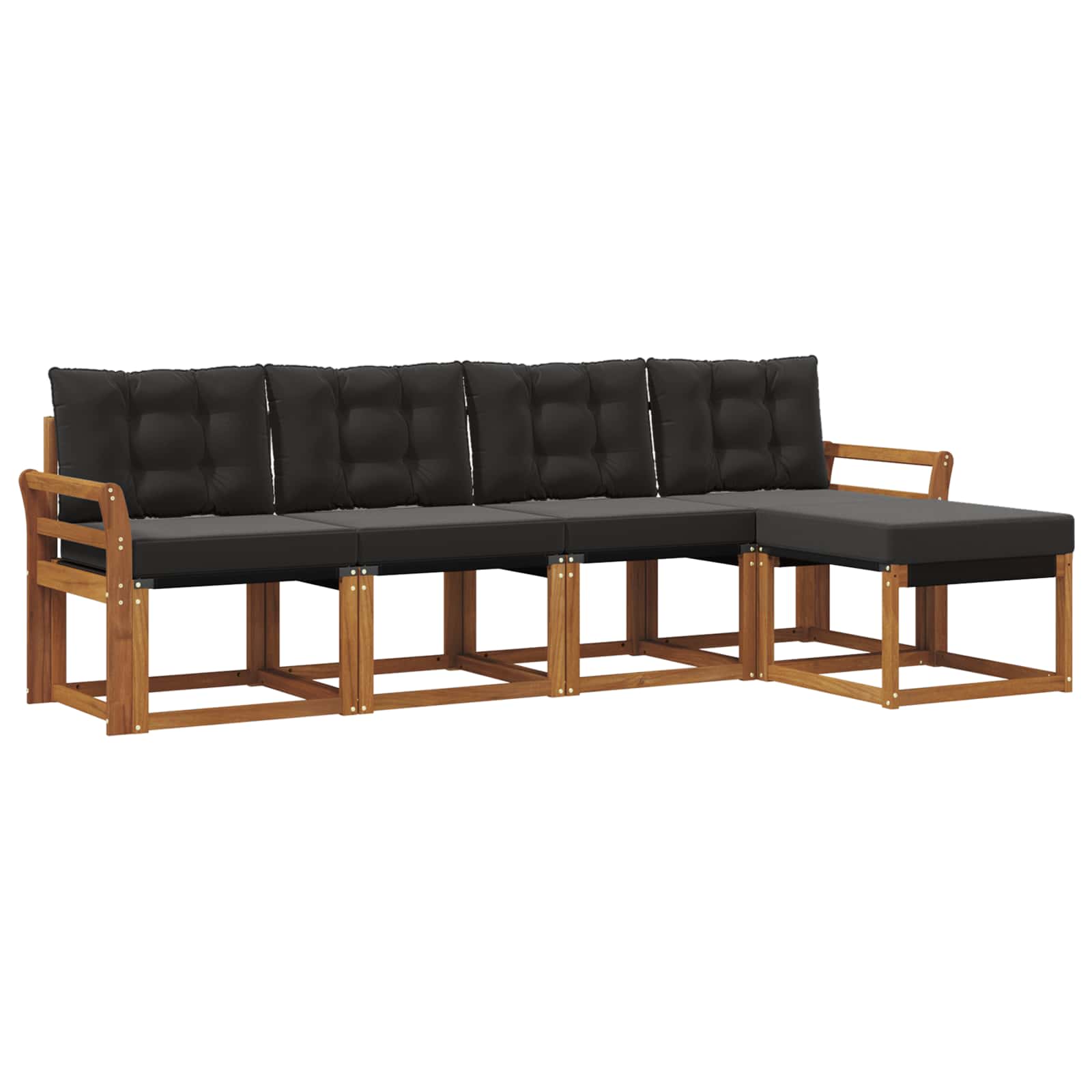 Set vanjskih sofa s jastukom 5 pcs Prirodna i crna