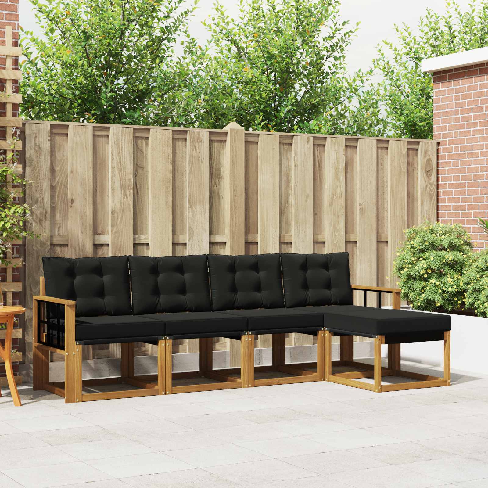 Set vanjskih sofa s jastukom 5 pcs Prirodna i crna