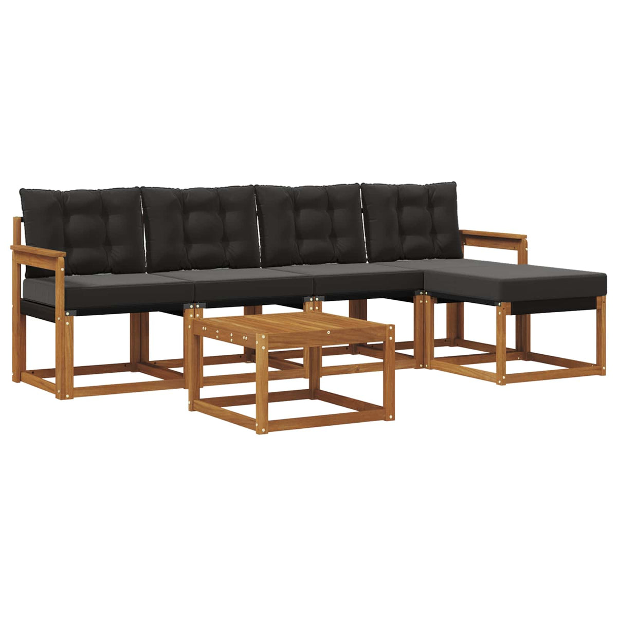 Set vanjskih sofa 6 kom. Prirodna i crna