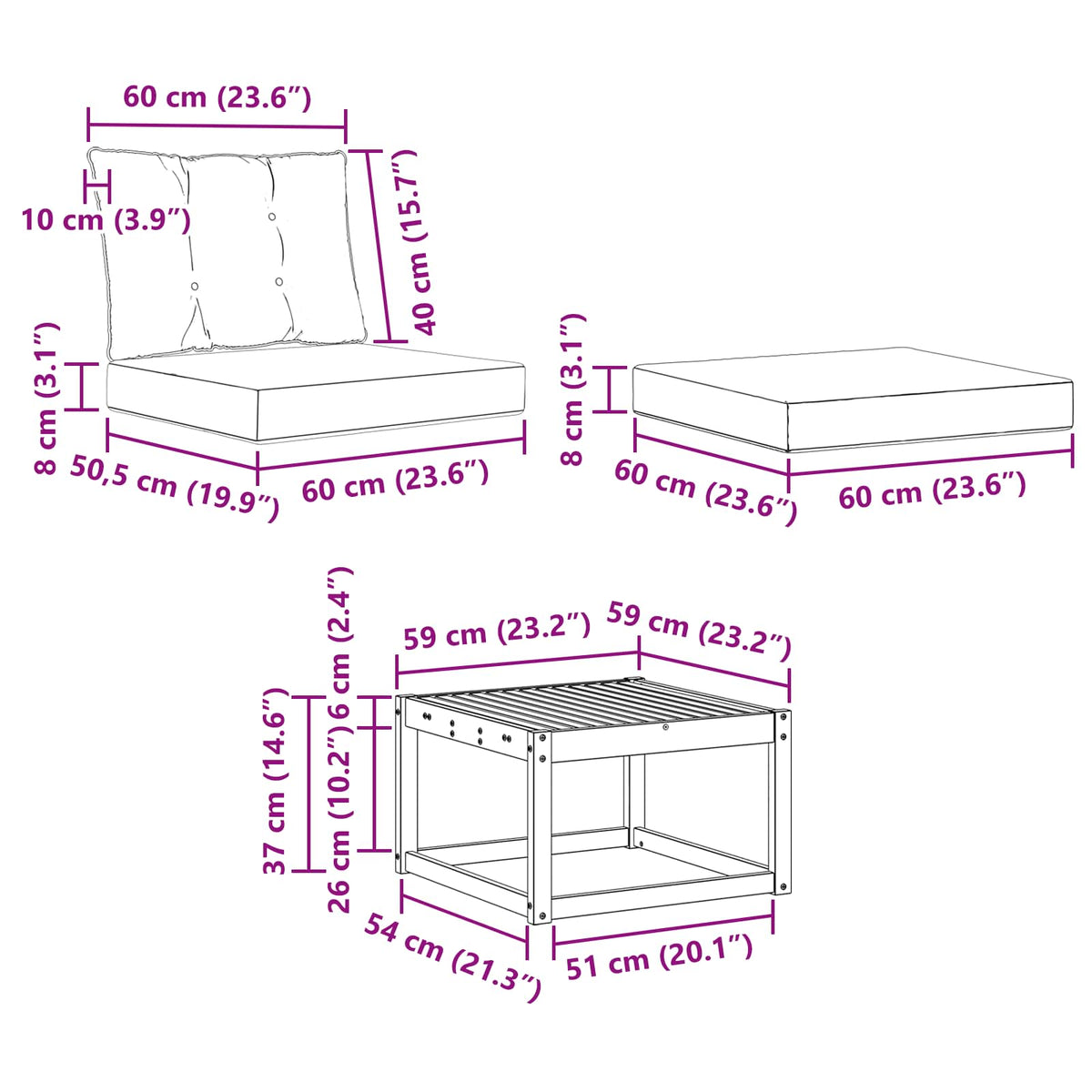 Set vanjskih sofa 6 kom. Prirodna i svjetlosiva