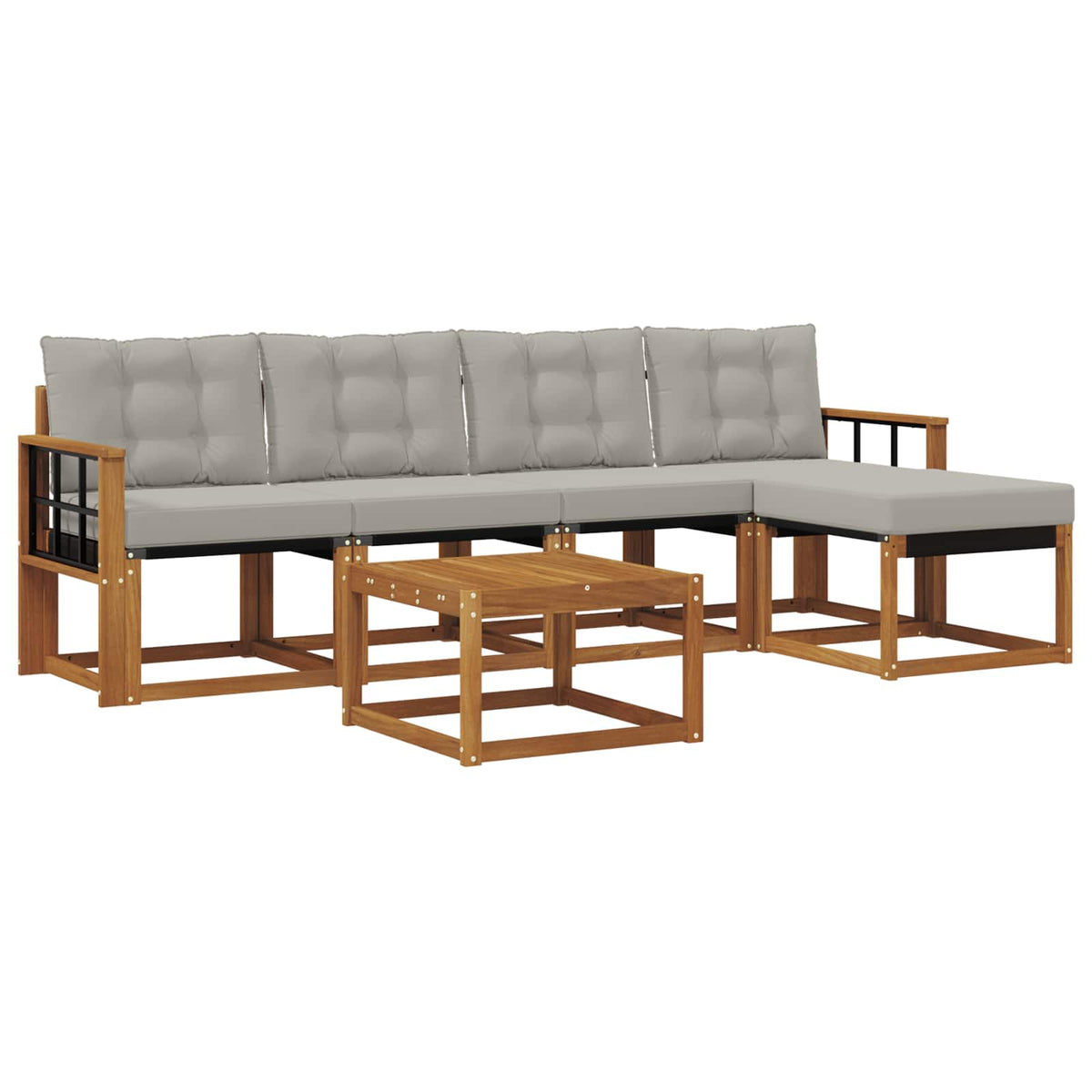 Set vanjskih sofa 6 kom. Prirodna i svjetlosiva