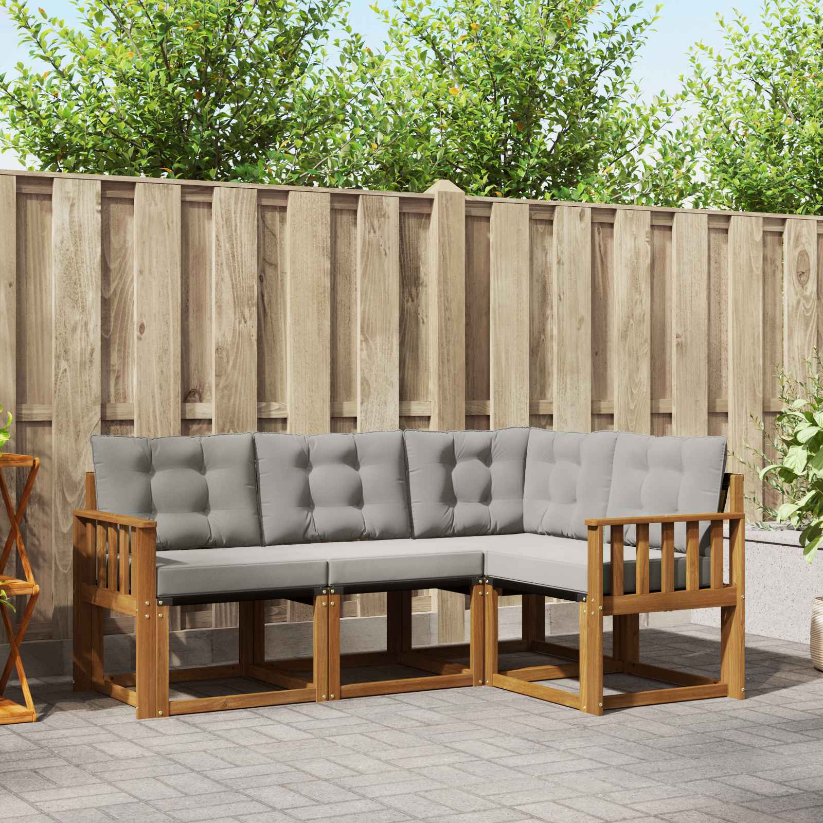 Set vanjskih sofa s jastukom 4 pcs Prirodna i svijetlo siva