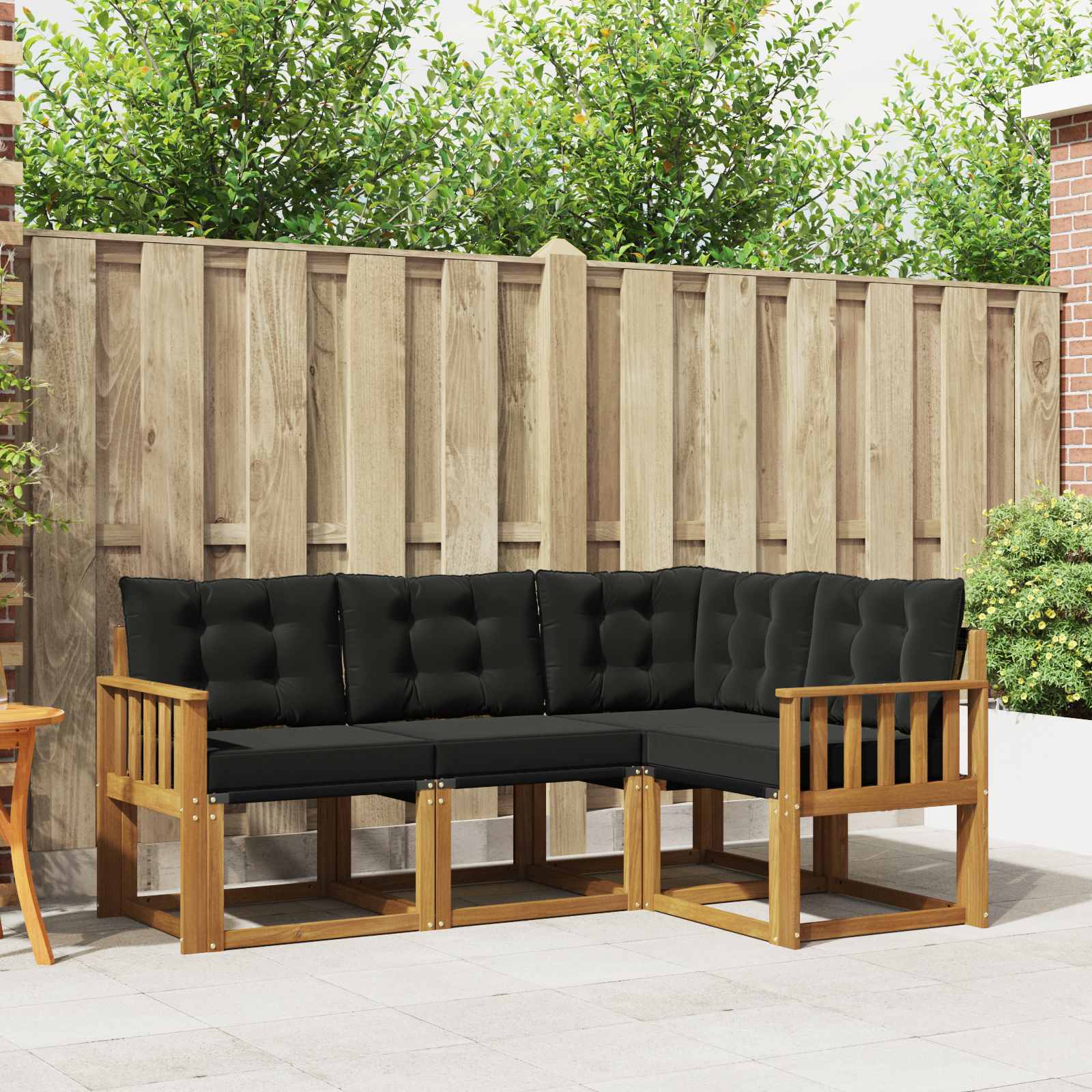 Set vanjskih sofa s jastukom 4 pcs Prirodna i crna
