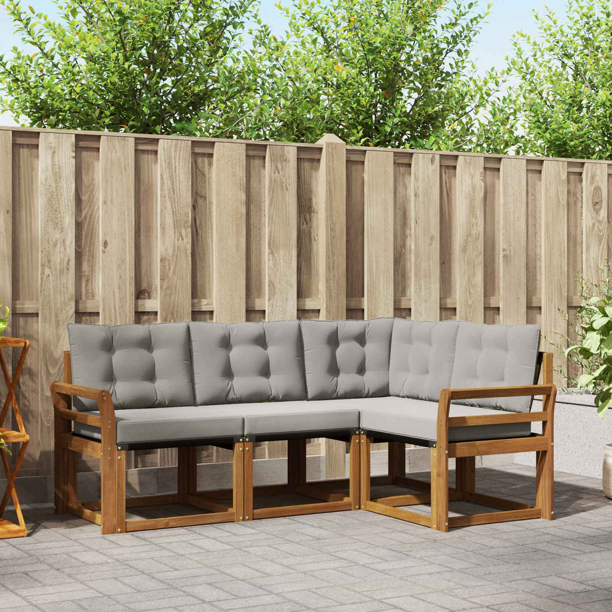Set vanjskih sofa 4 kom. Prirodna i svijetlo siva Smeđa 190 x 130,5 x 73 cm