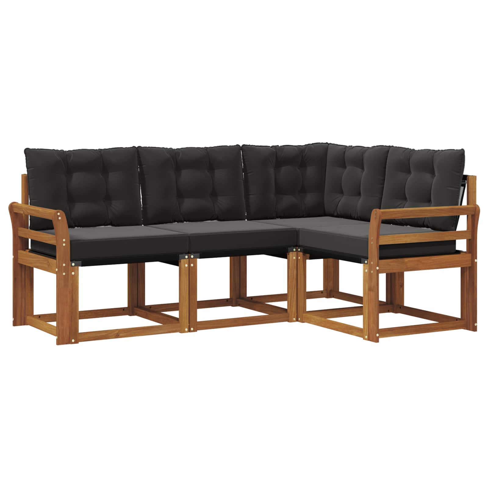 Set vanjskih sofa s jastukom 4 pcs Prirodna i crna