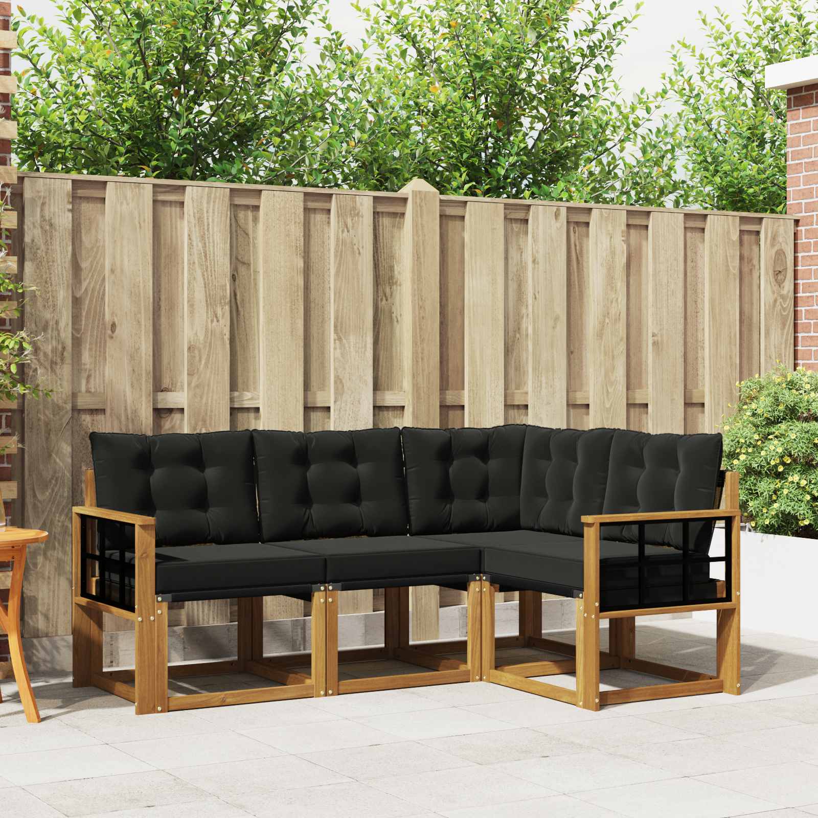 Set vanjskih sofa s jastukom 4 pcs Prirodna i crna