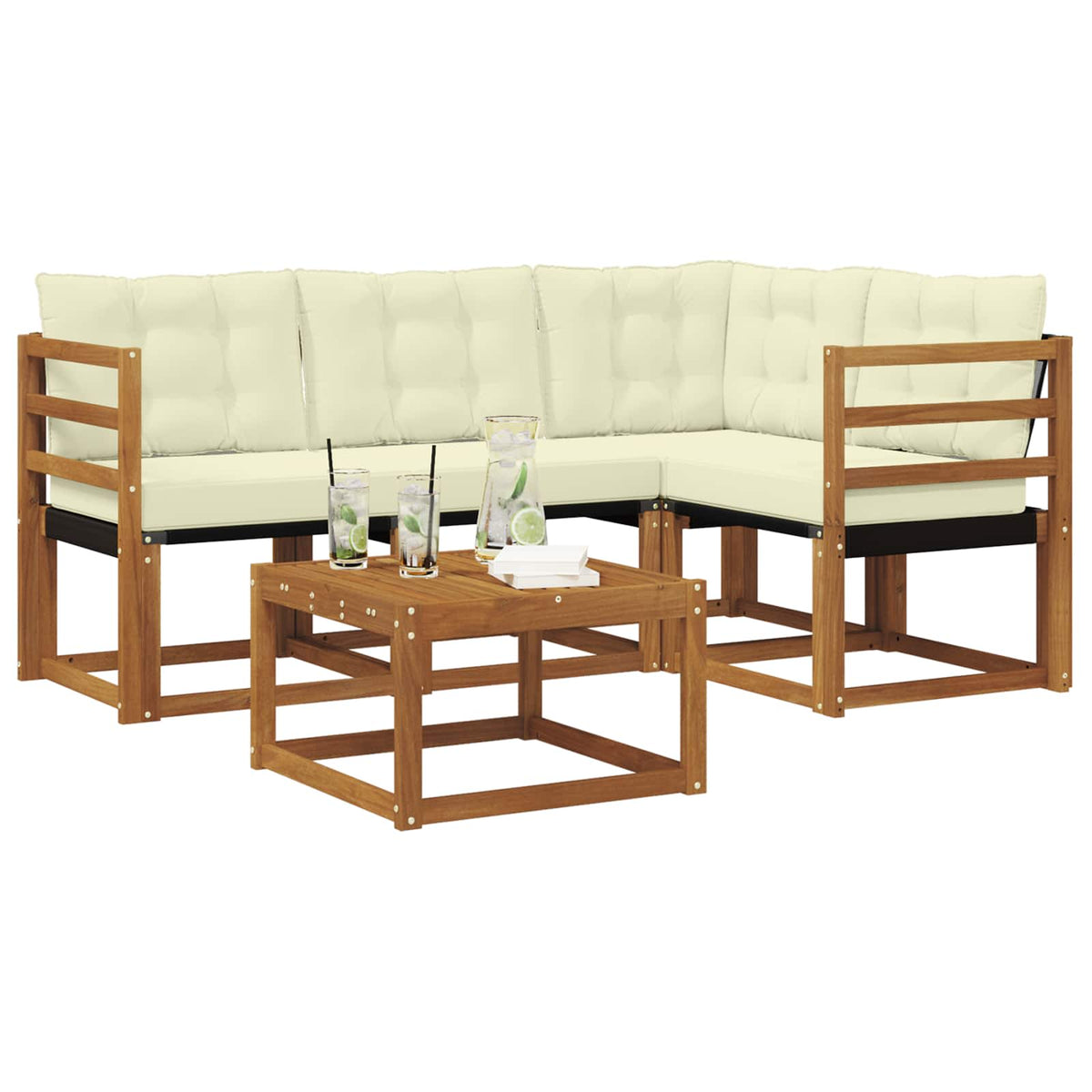 Set vanjskih sofa 5 kom. Prirodna i krem