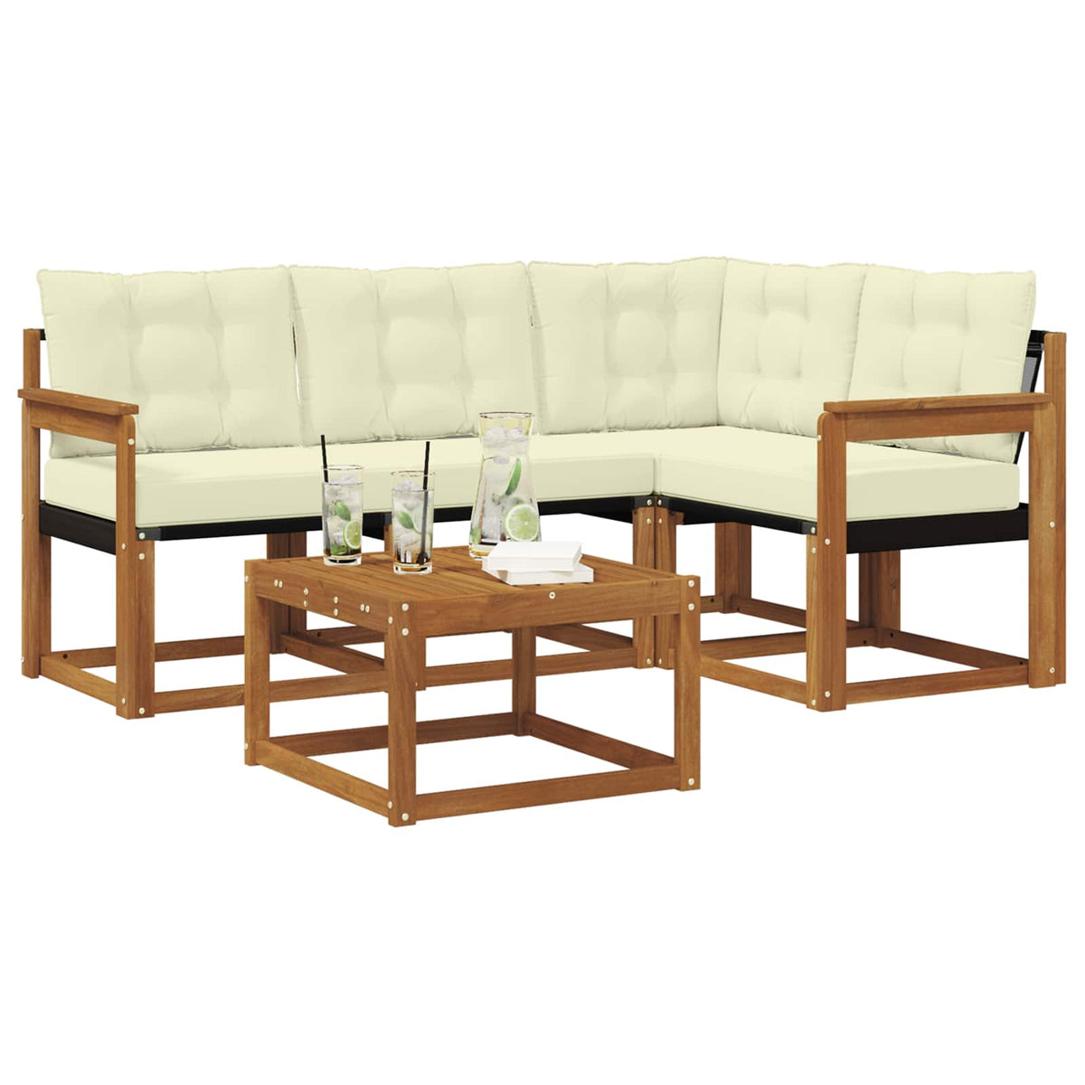 Set vanjskih sofa 5 kom. Prirodna i krem