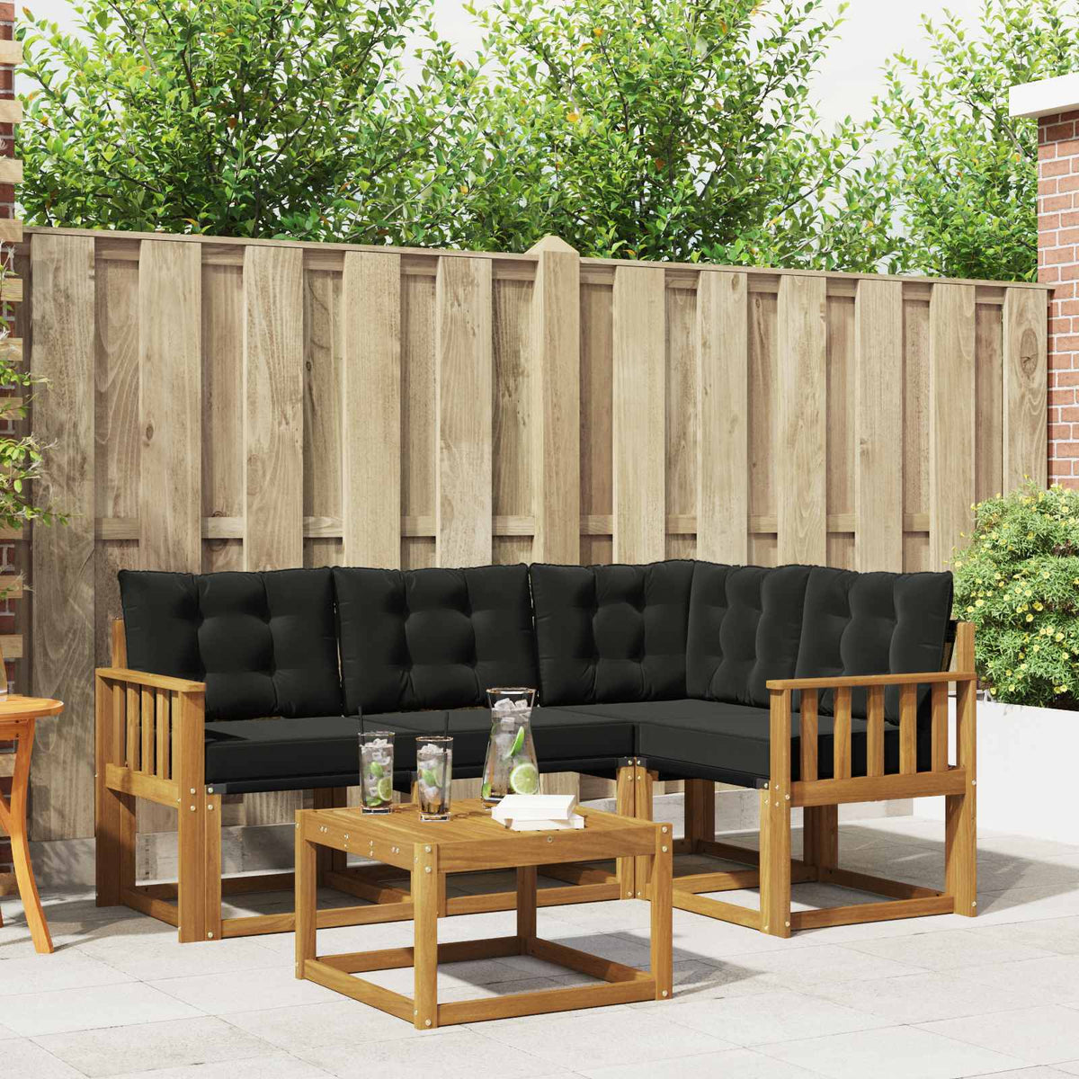 Set vanjskih sofa 5 kom. Prirodna i crna