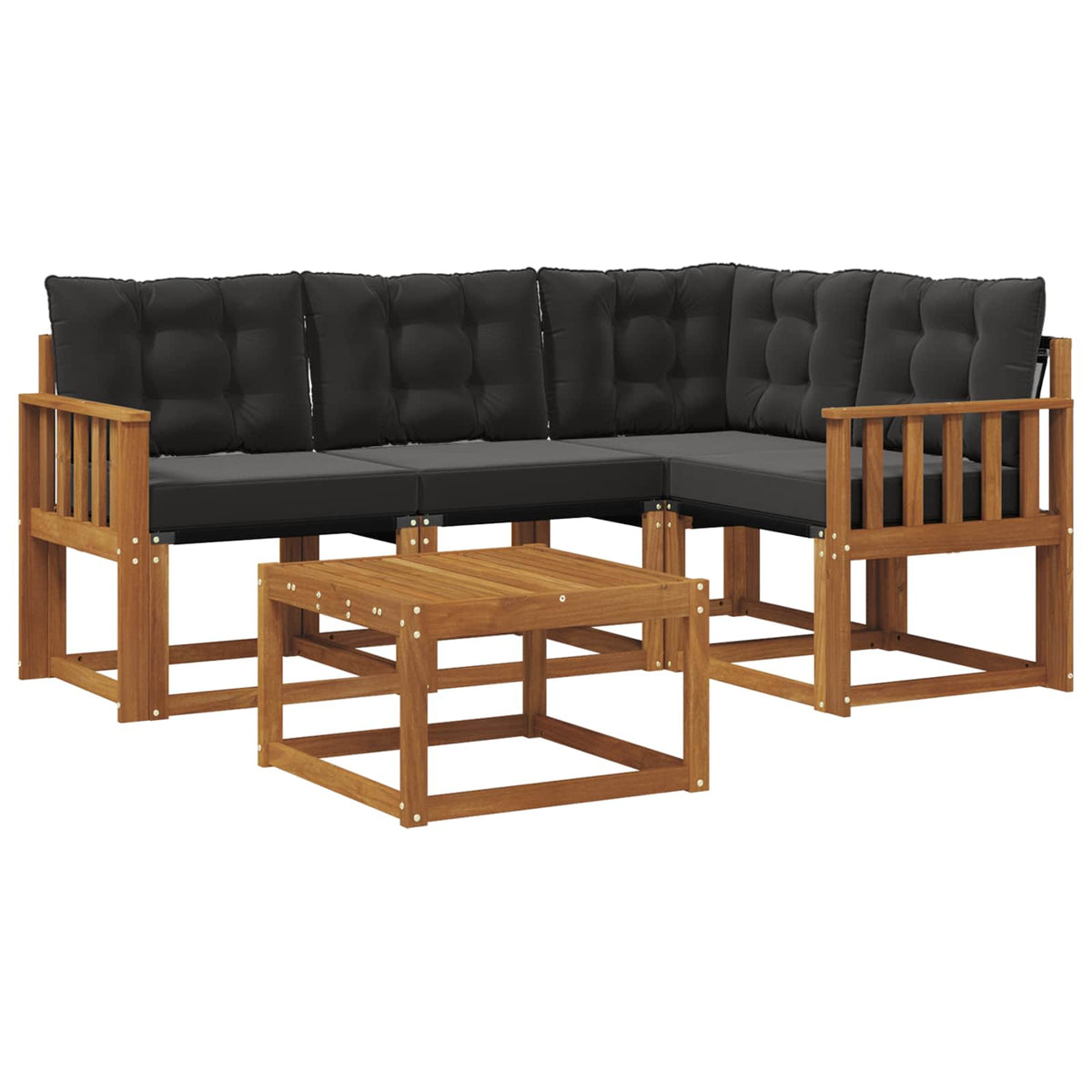 Set vanjskih sofa 5 kom. Prirodna i crna