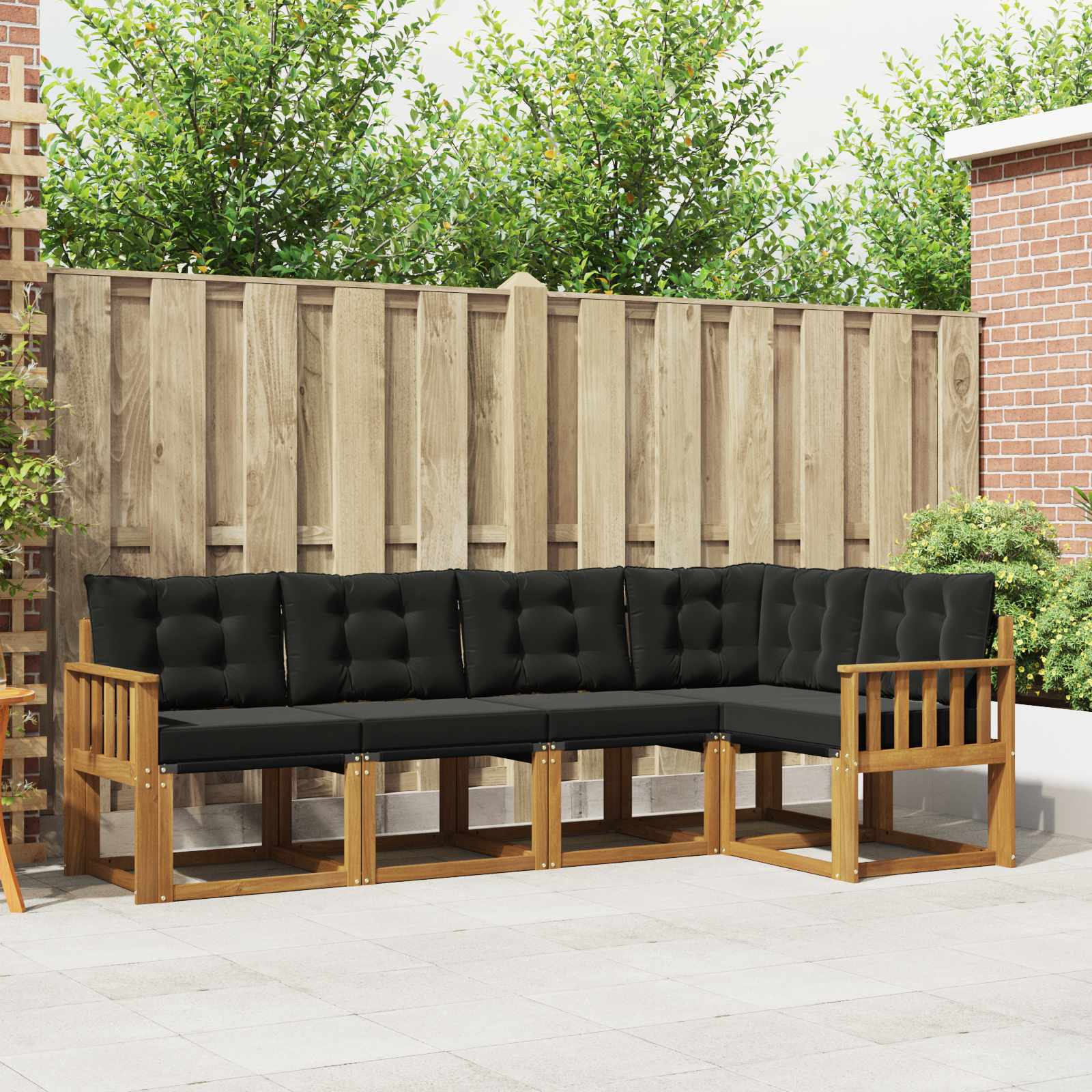 Set vanjskih sofa s jastukom 5 pcs Prirodna i crna