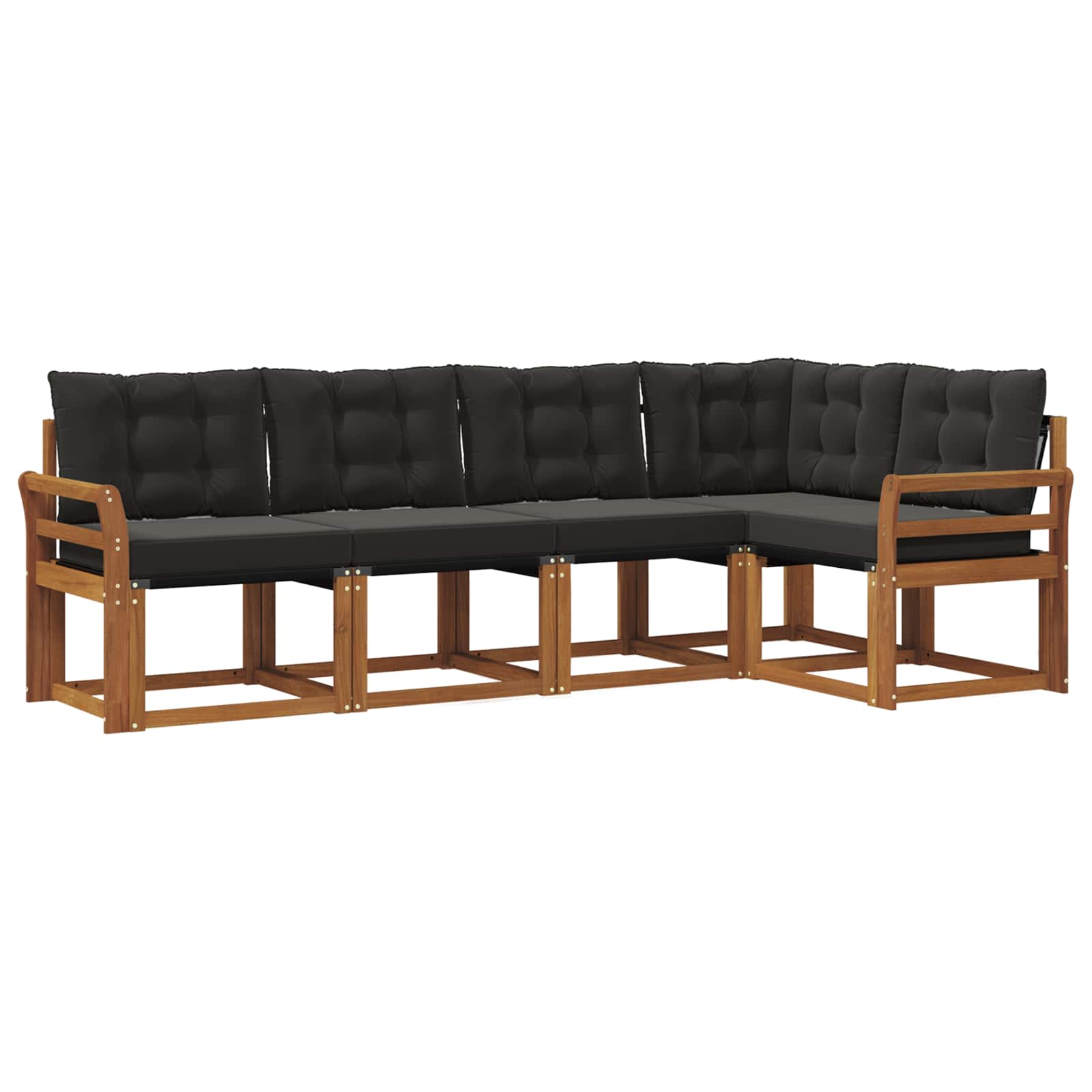 Set vanjskih sofa s jastukom 5 pcs Prirodna i crna