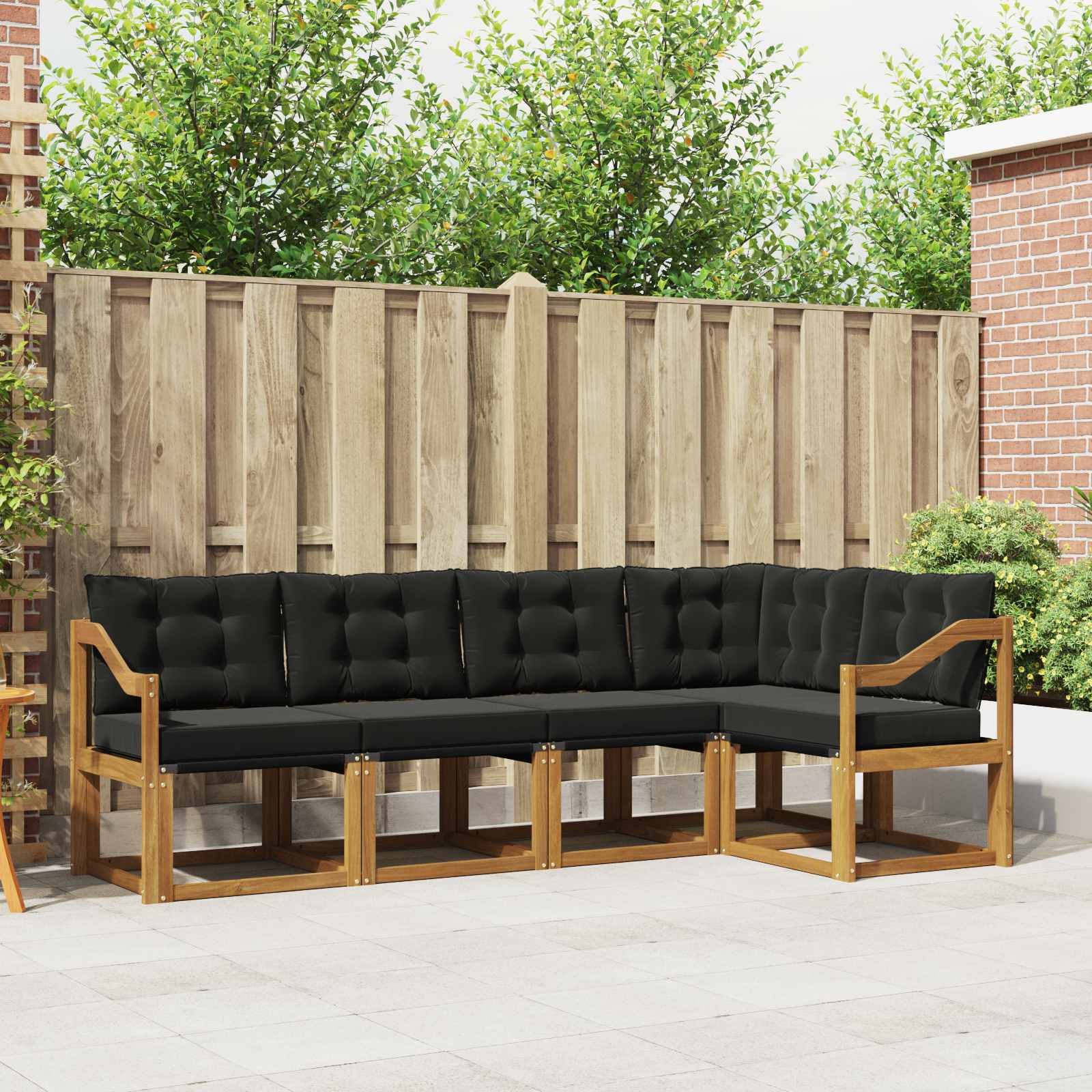 Set vanjskih sofa s jastukom 5 pcs Prirodna i crna