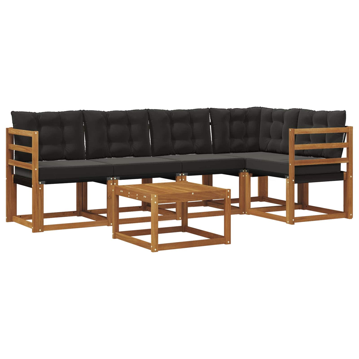 Set vanjskih sofa 6 kom. Prirodna i crna