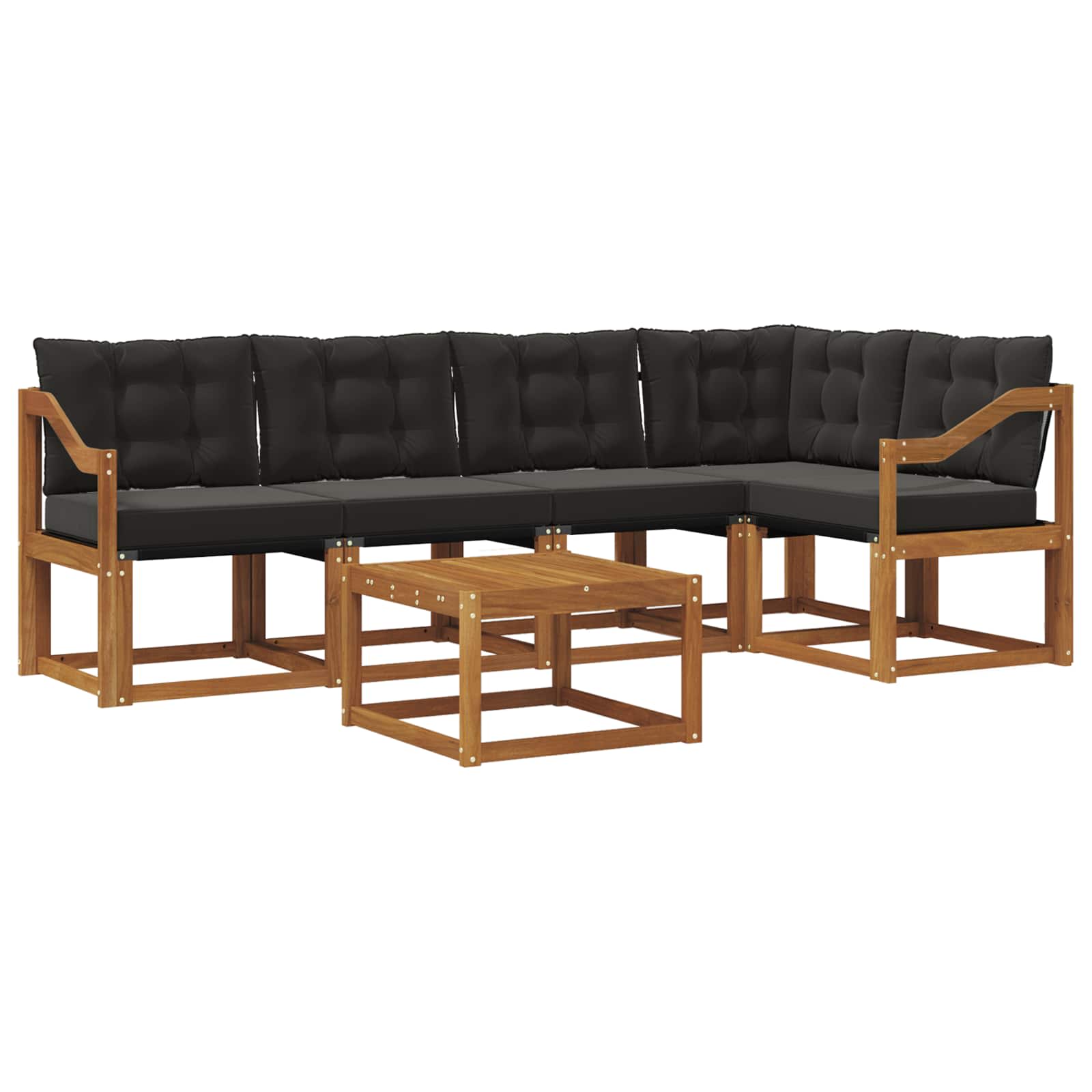 Set vanjskih sofa s jastukom 6 pcs Prirodna i crna