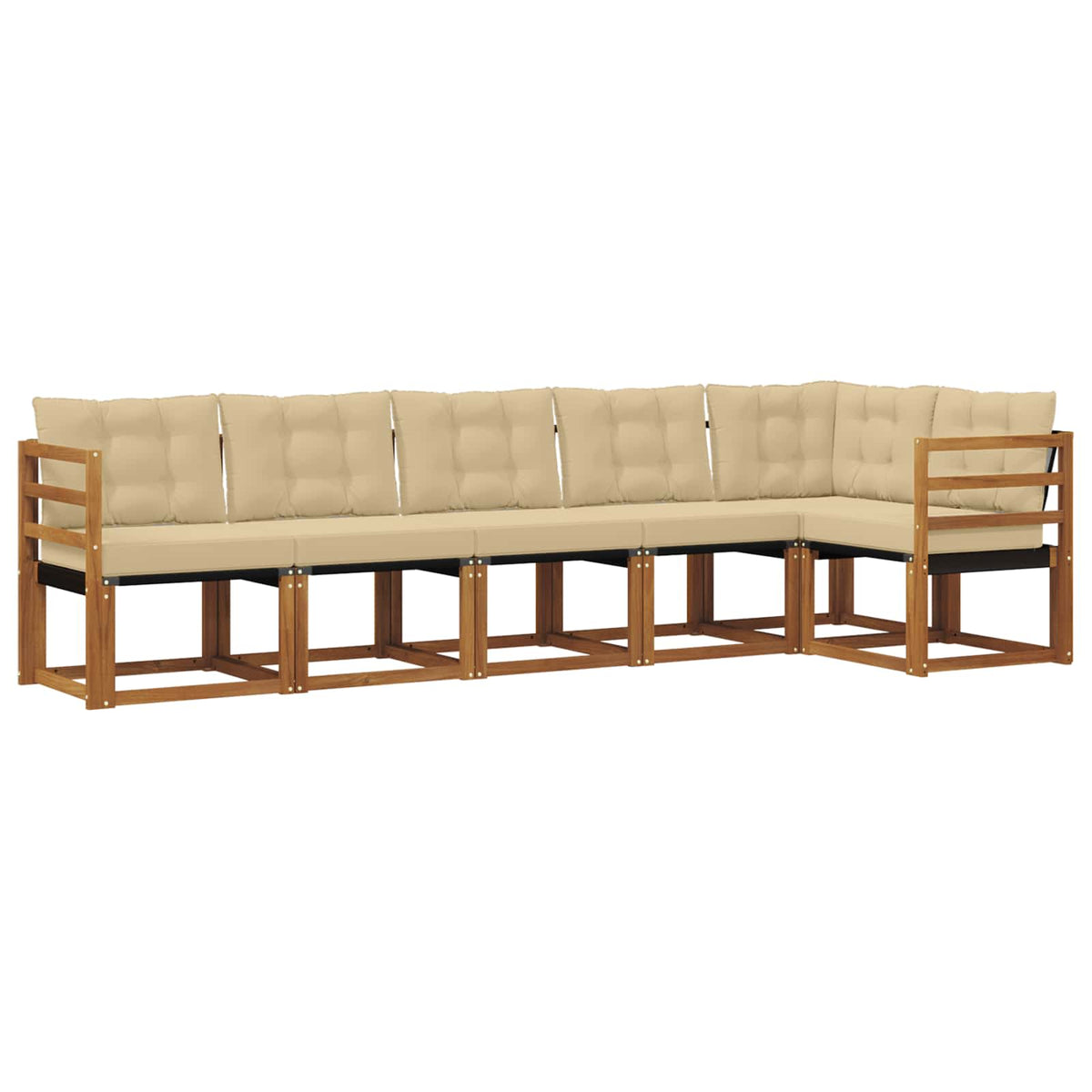 Set vanjskih sofa 6 kom. Prirodna i bež Smeđa 304 x 126,5 x 73 cm