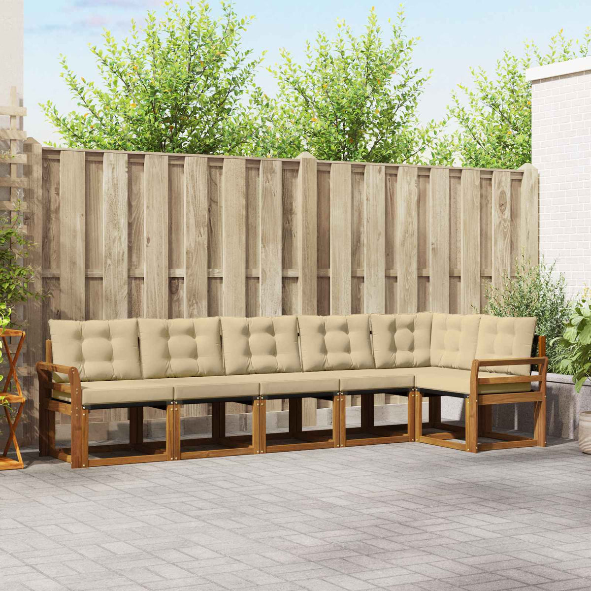 Set vanjskih sofa 6 kom. Prirodna i bež Smeđa 308 x 130,5 x 73 cm