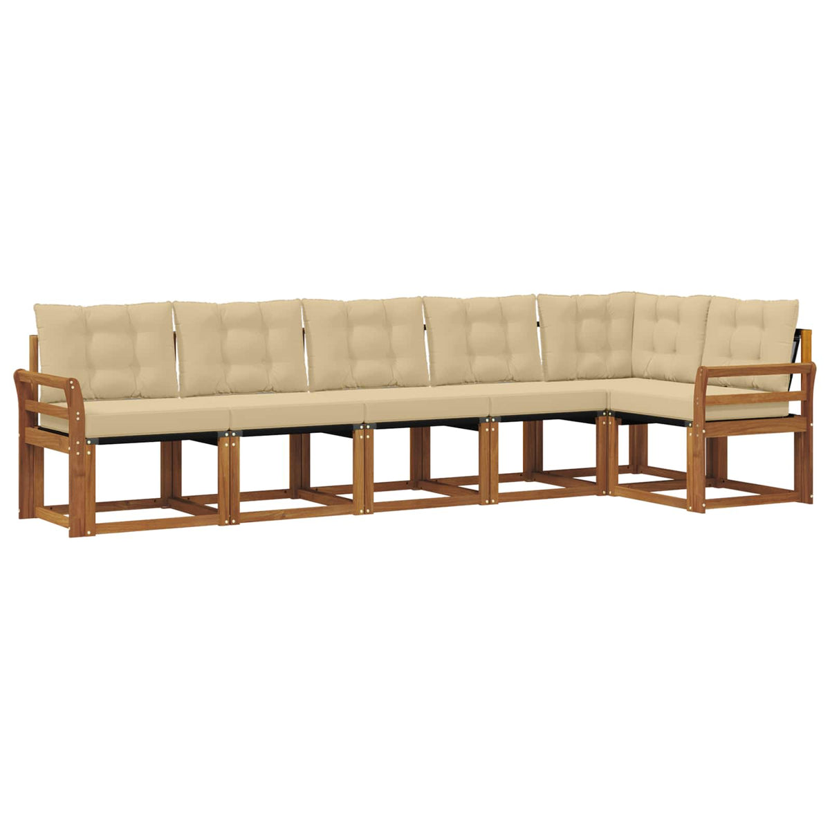 Set vanjskih sofa 6 kom. Prirodna i bež Smeđa 308 x 130,5 x 73 cm