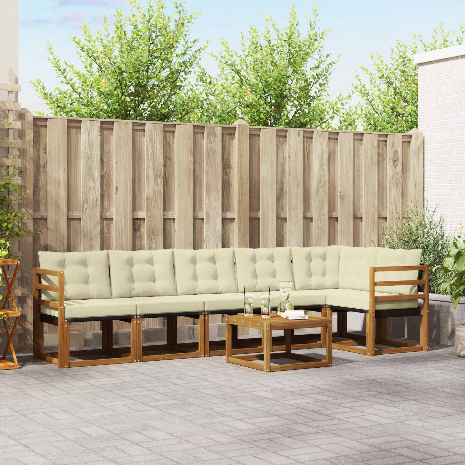 Set vanjskih sofa 7 kom. Prirodna i krem