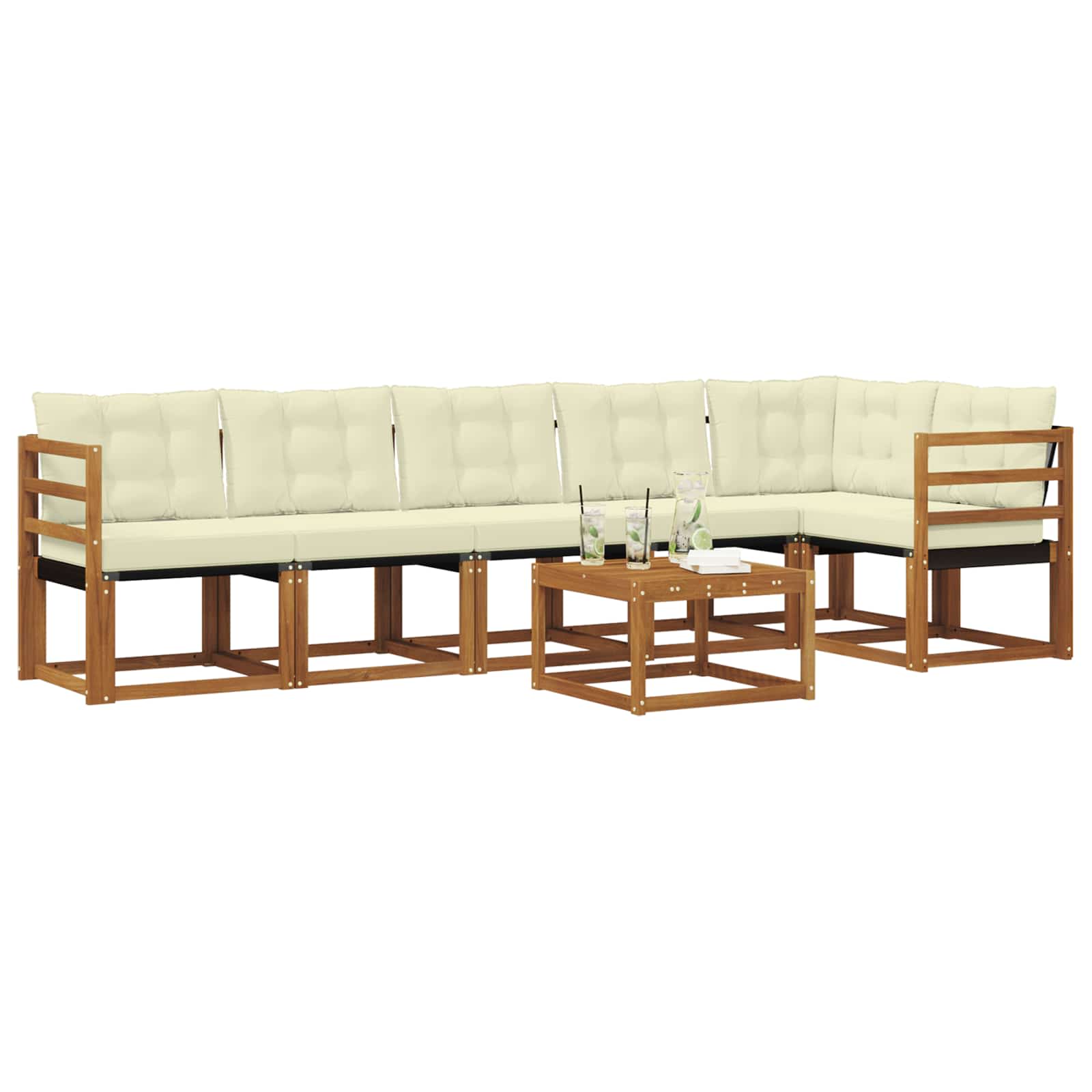 Set vanjskih sofa 7 kom. Prirodna i krem