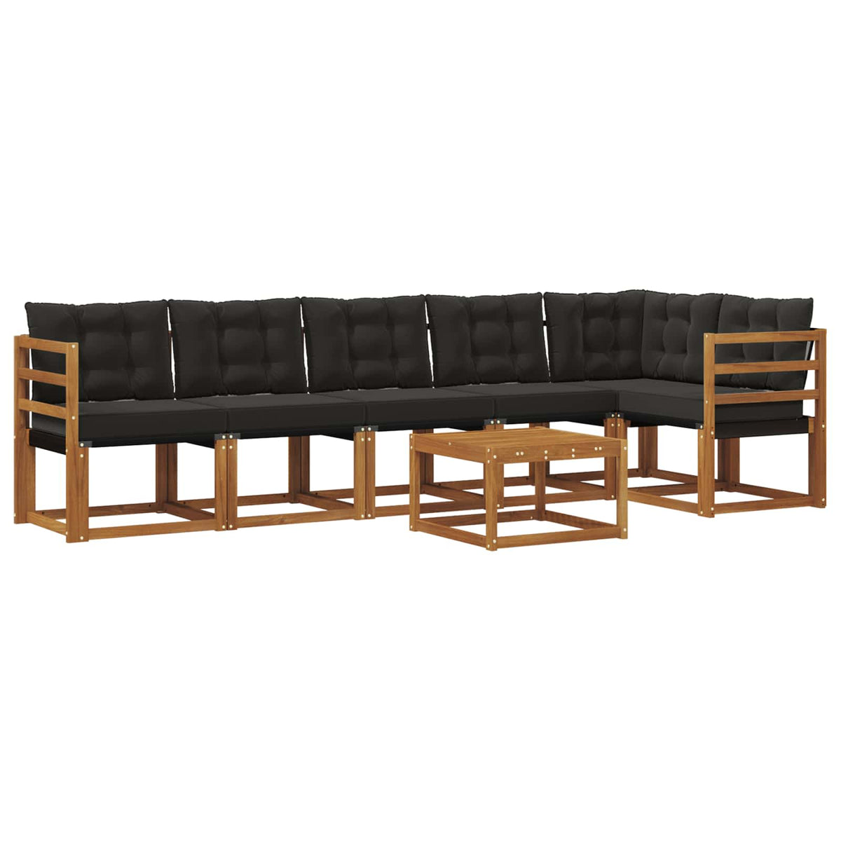 Set vanjskih sofa 7 kom. Prirodna i crna