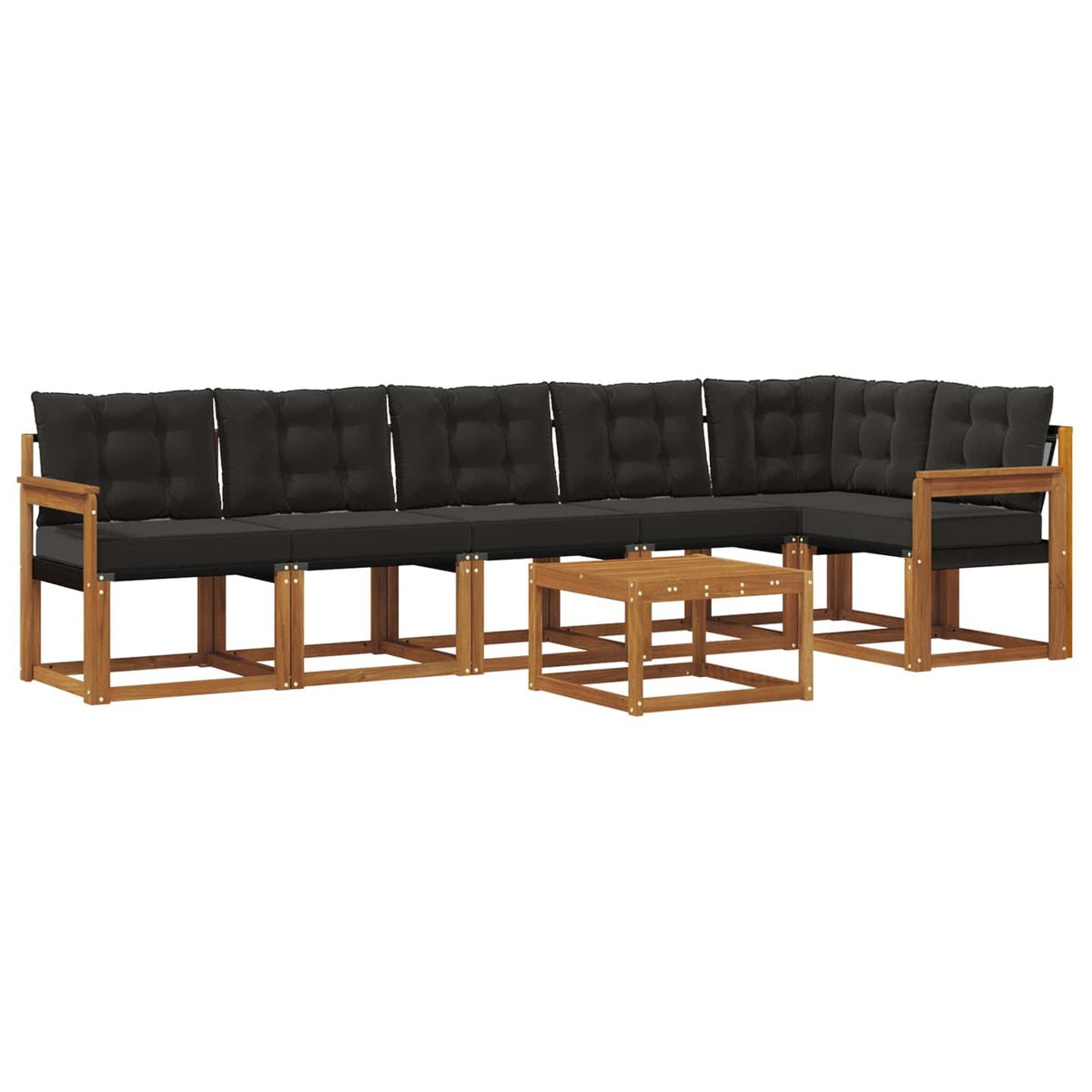 Set vanjskih sofa 7 kom. Prirodna i crna