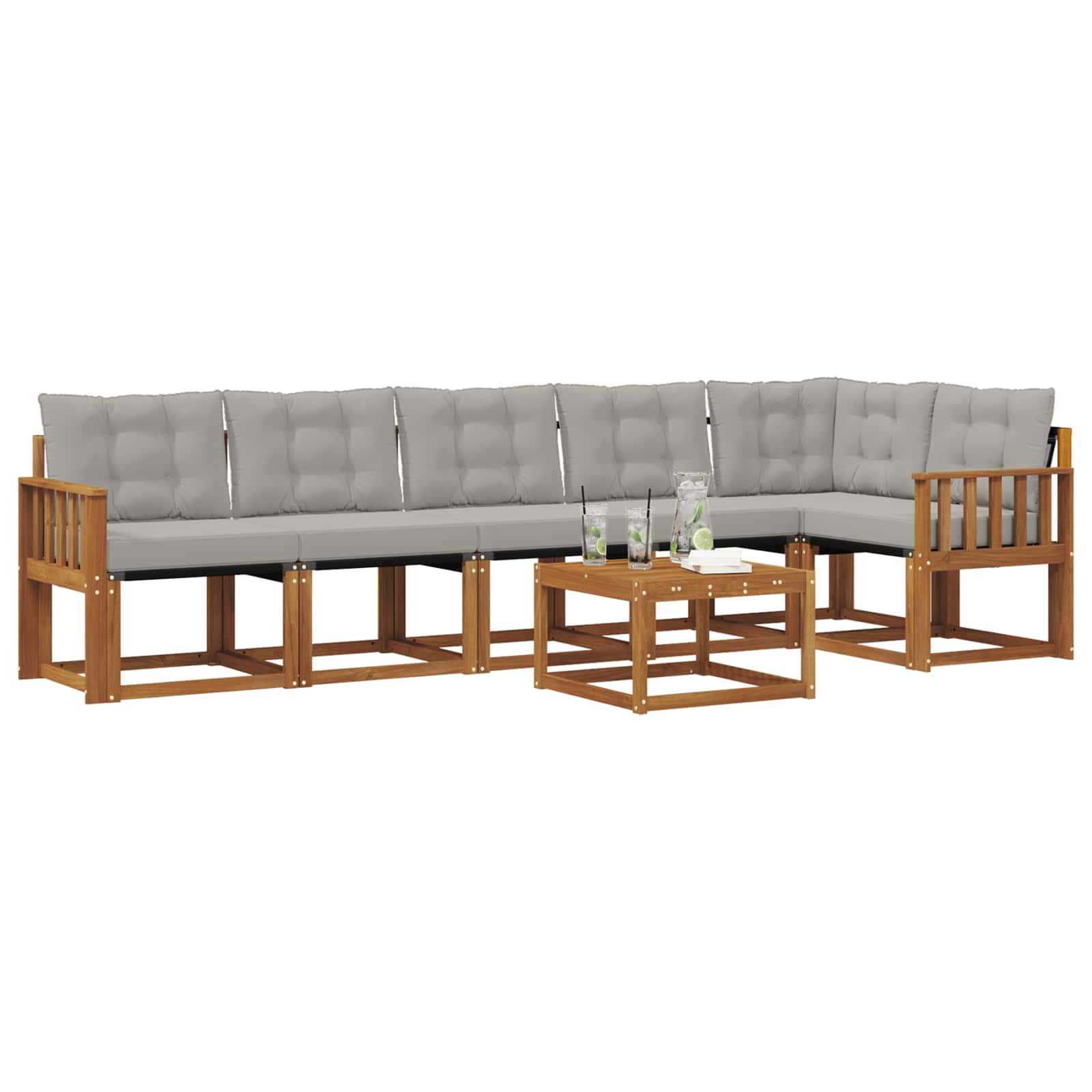 Set vanjskih sofa 7 kom. Prirodna i svijetlo siva