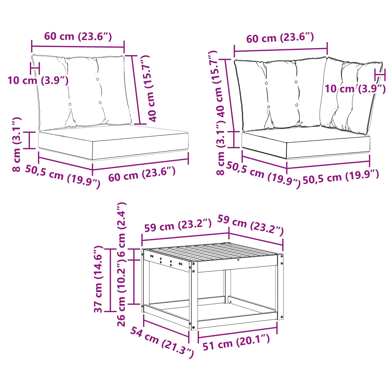 Set vanjskih sofa 7 kom. Prirodna i svijetlo siva