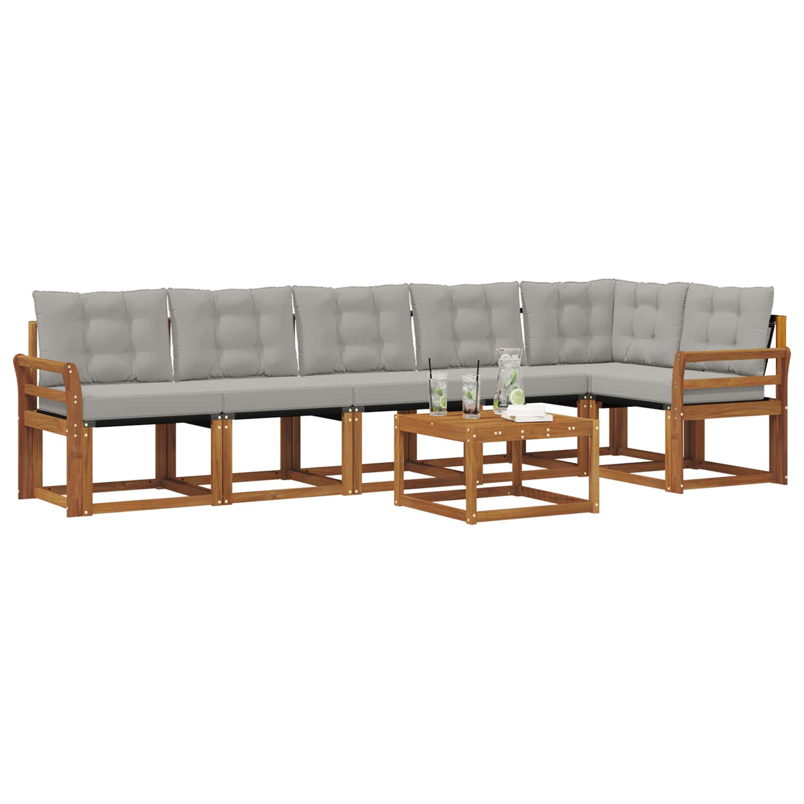 Set vanjskih sofa 7 kom. Prirodna i svijetlo siva