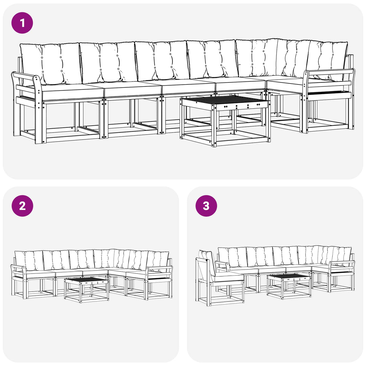 Set vanjskih sofa 7 kom. Prirodna i svijetlo siva
