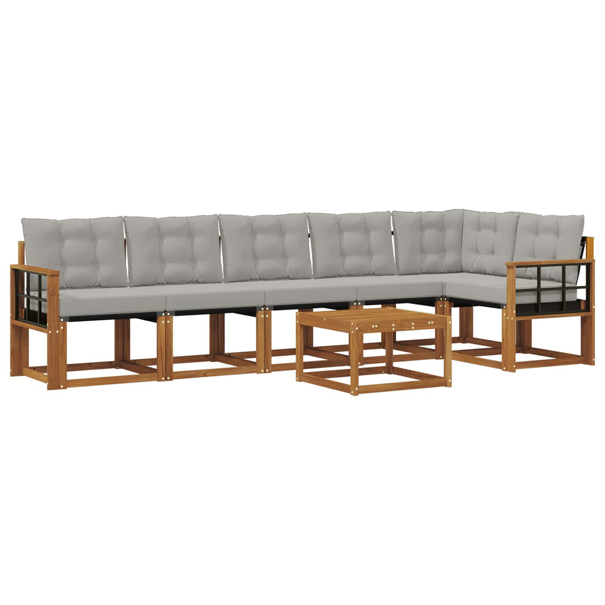 Set vanjskih sofa 7 kom. Prirodna i svijetlo siva