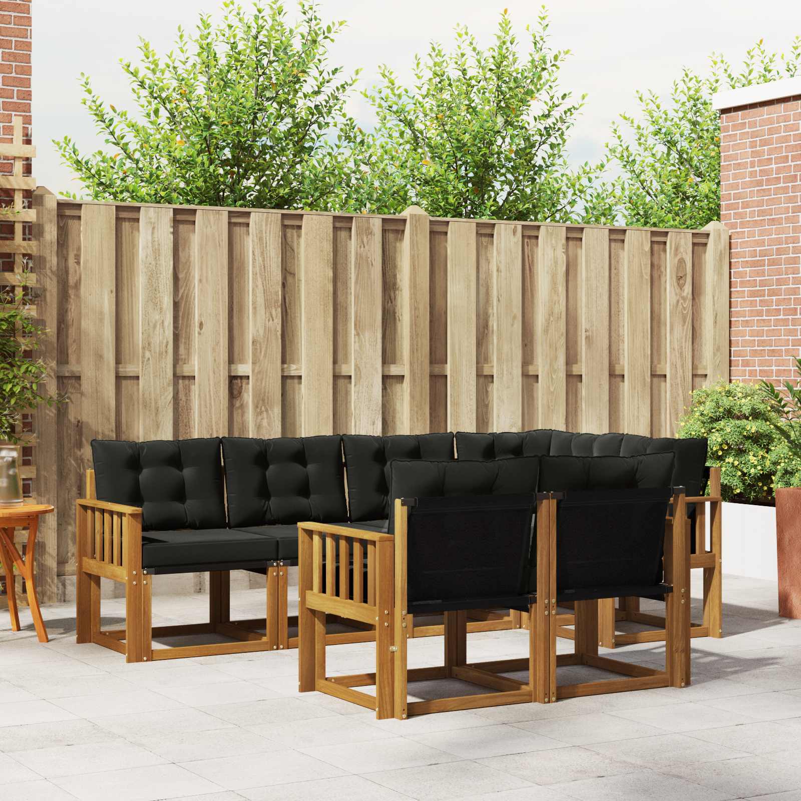 Set vanjskih sofa s jastukom 7 pcs Prirodna i crna