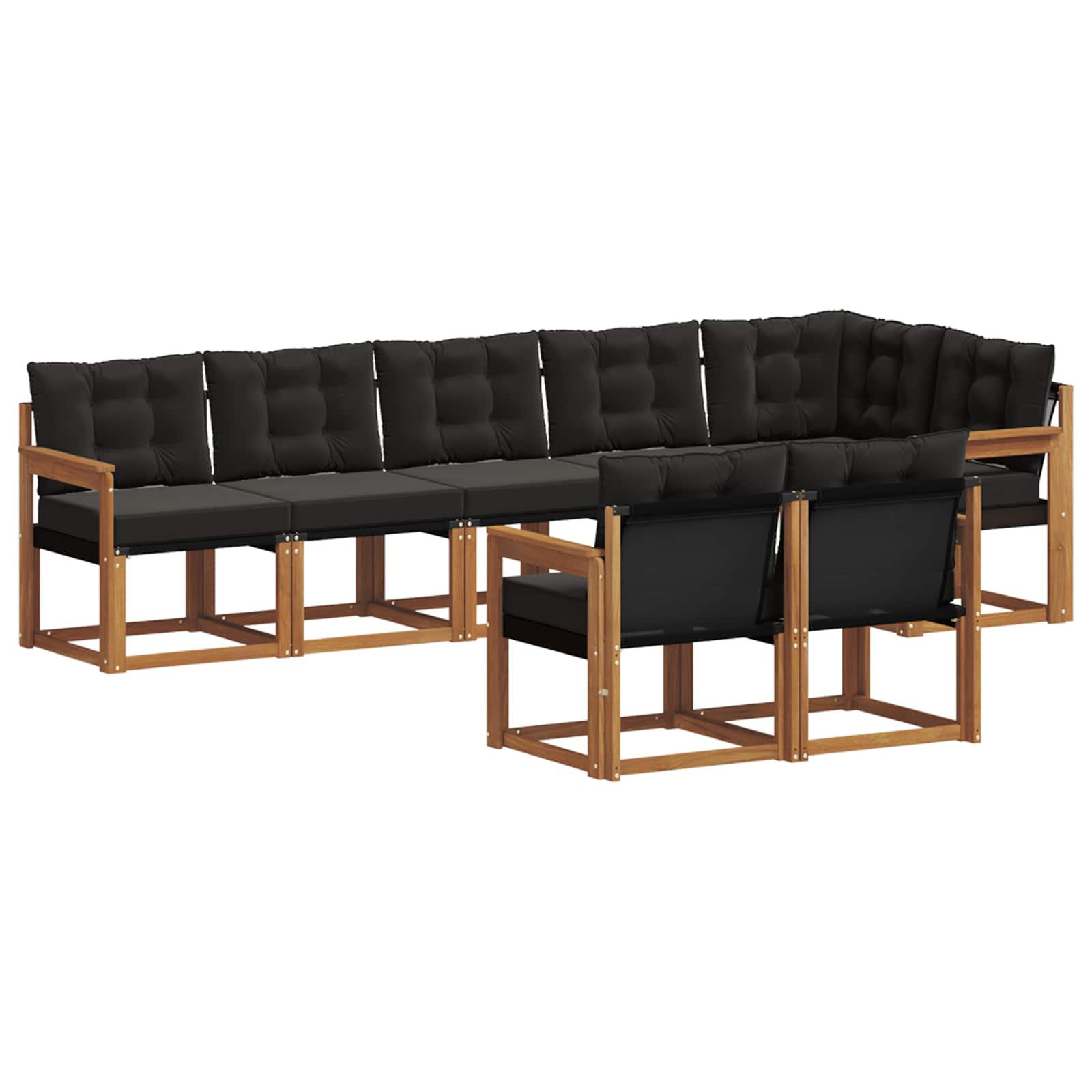Set vanjskih sofa s jastukom 8 pcs Prirodna i crna