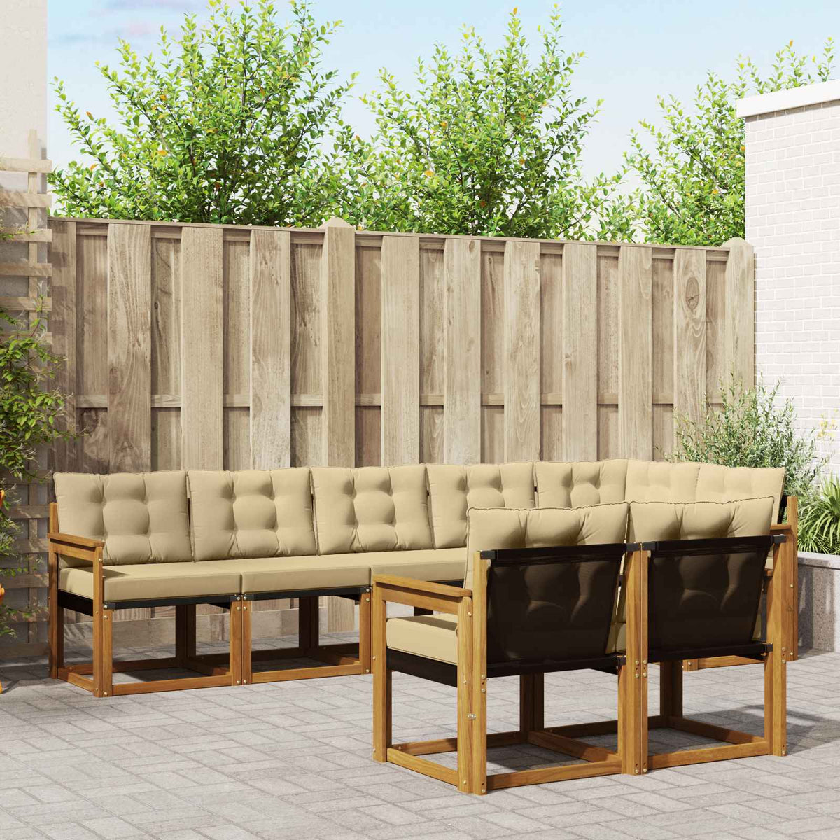 Set vanjskih sofa s jastukom 8 pcs Prirodna i bež