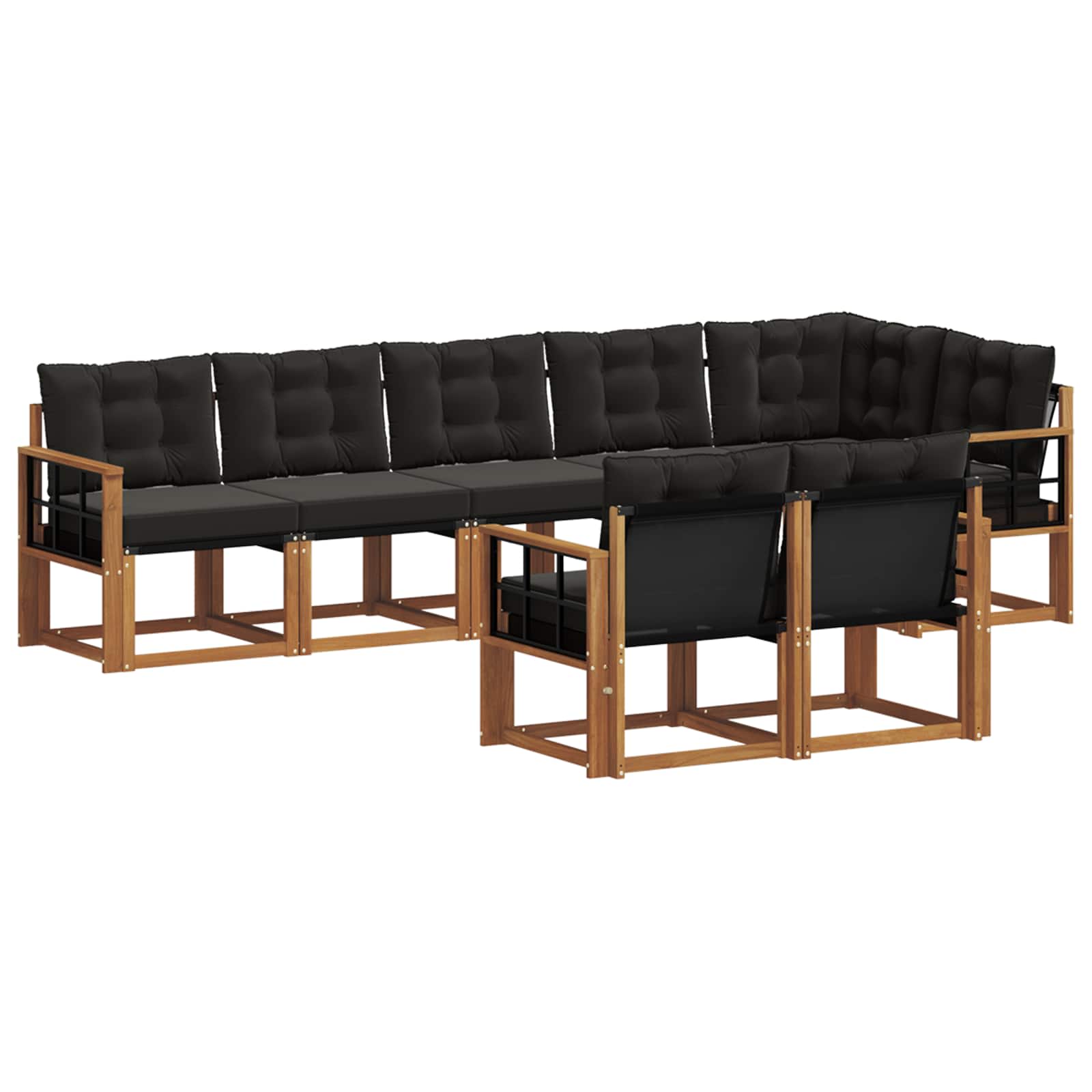 Set vanjskih sofa s jastukom 8 pcs Prirodna i crna